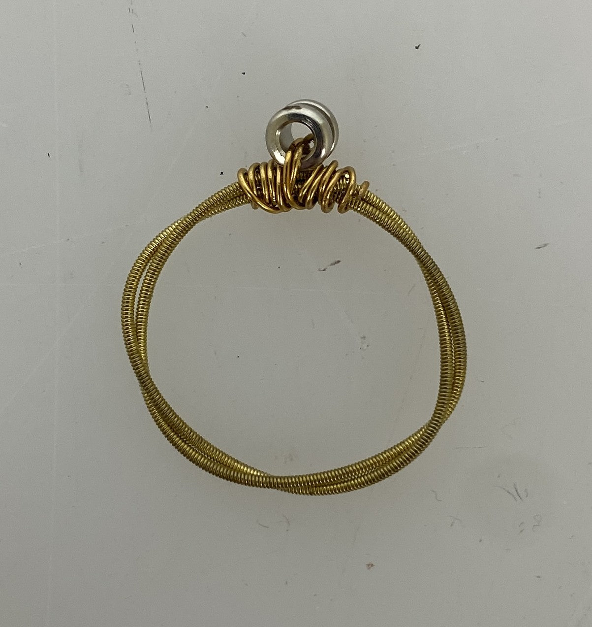 Restrung Gold and Brass Spring Wire Wrapped Bead Ring