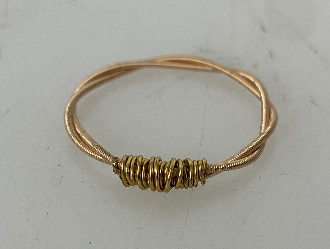Restrung Gold and Peach Spring Wire Ring