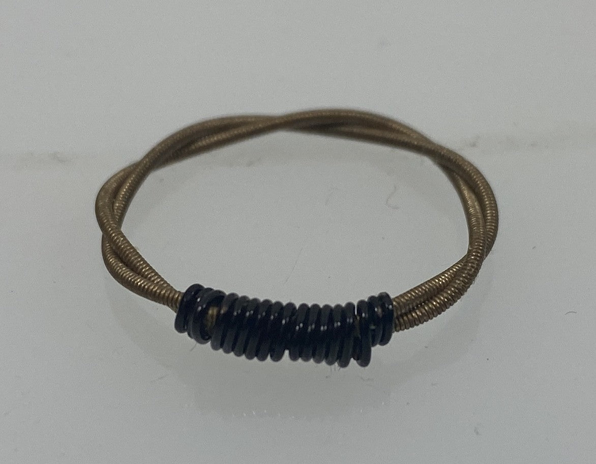 Restrung Metallic Black and Brown Spring Wire Ring