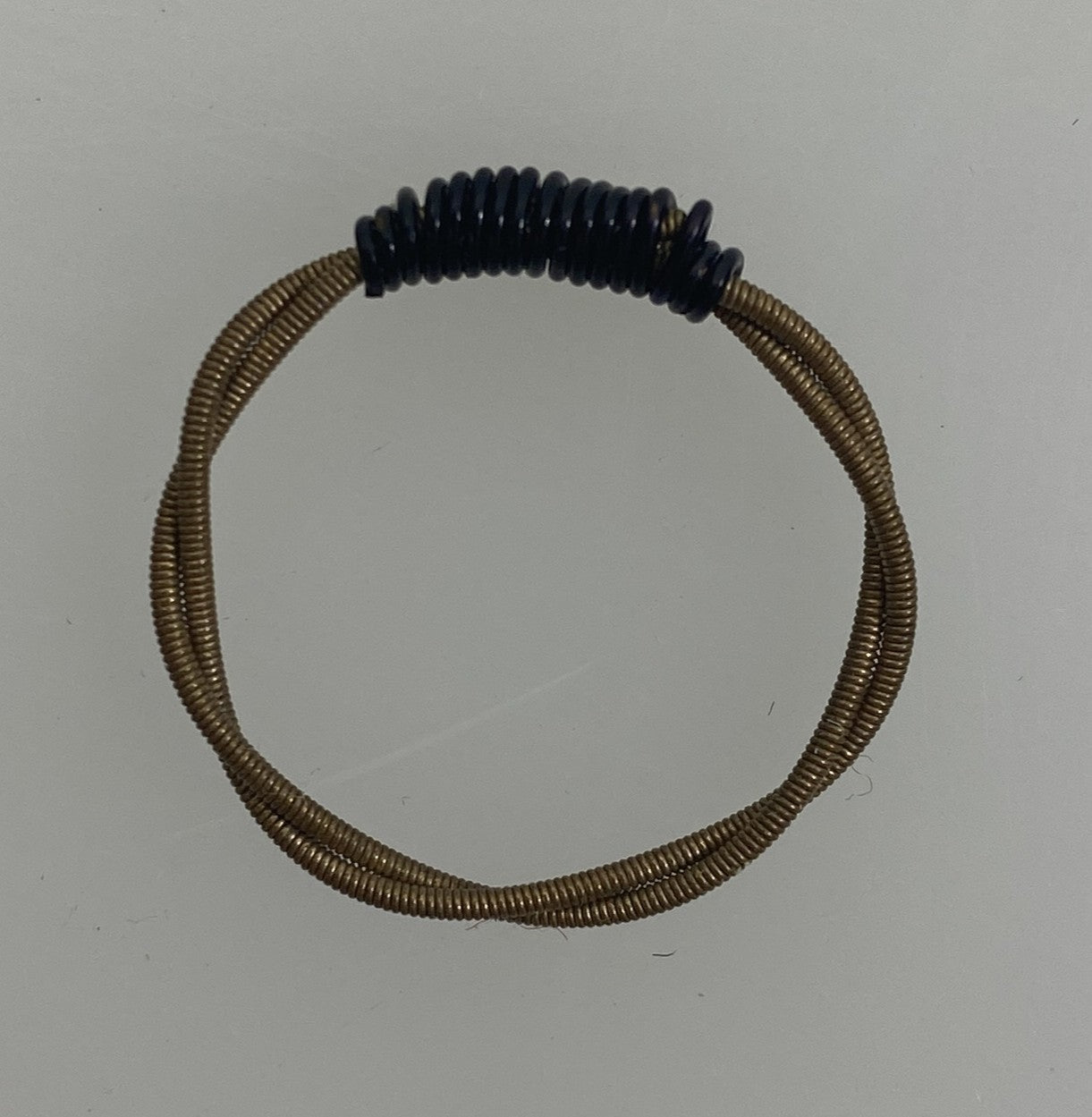 Restrung Metallic Black and Brown Spring Wire Ring