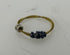 Restrung Metallic Blue and Brass Spring Wire Bead Ring