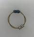 Restrung Metallic Blue and Brass Spring Wire Beaded Ring