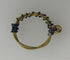 Restrung Metallic Blue and Gold Spring Wire Wrapped Bead Ring