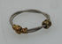 Restrung Metallic Brass and Silver Spring Wire Bead Ring