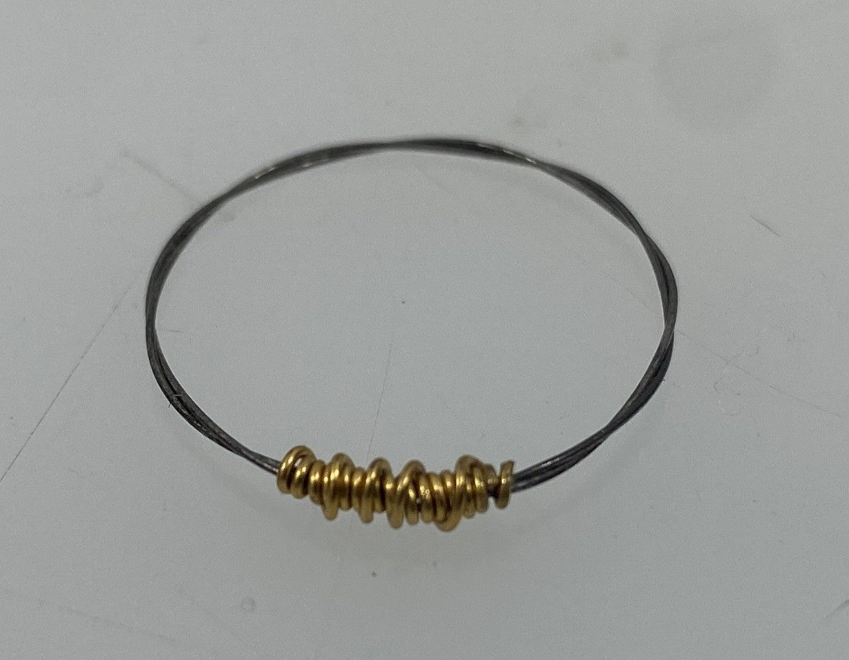 Restrung Metallic Gold and Silver Wire Ring