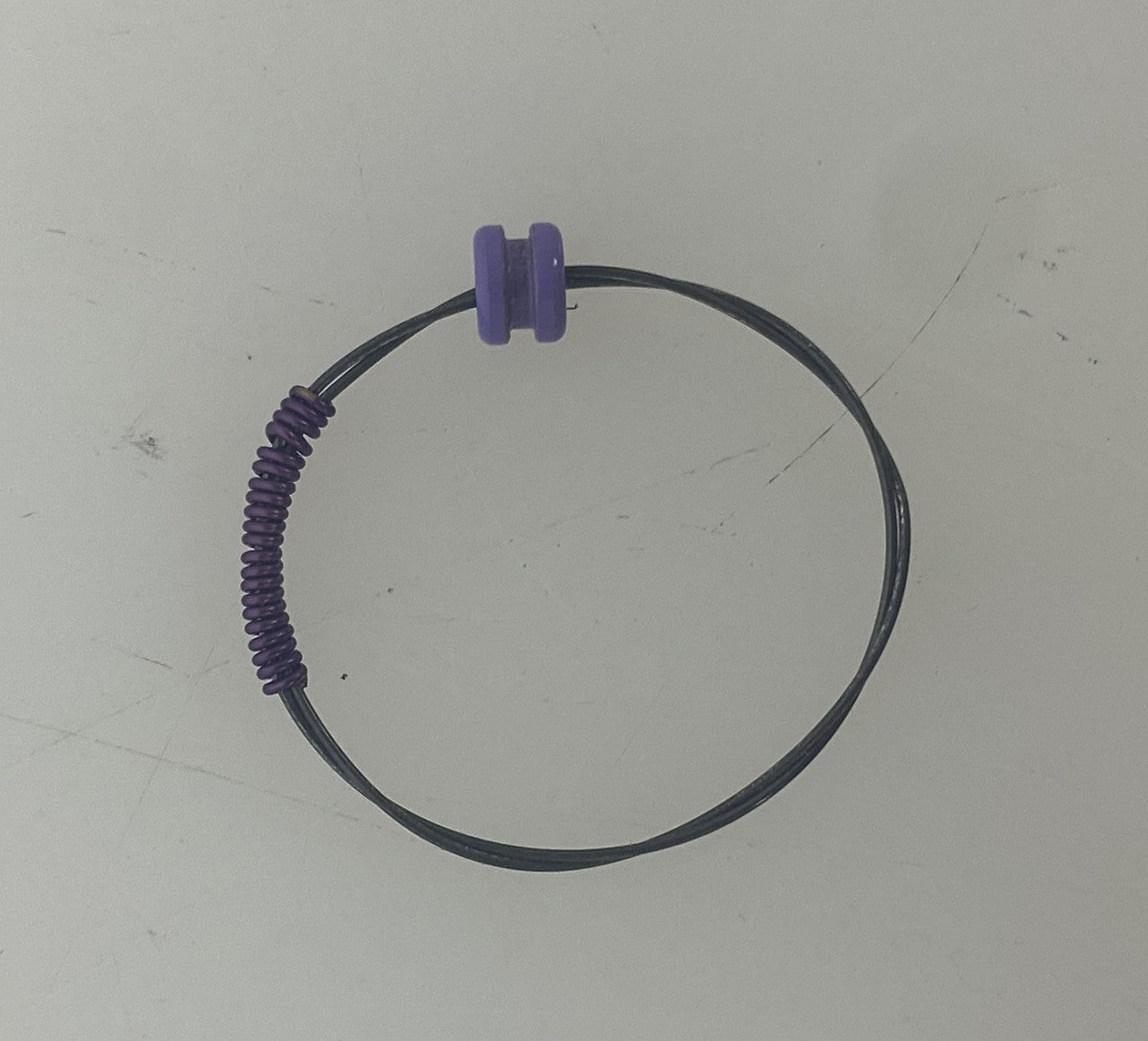 Restrung Metallic Purple and Grey Wire Bead Ring