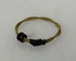 Restrung Navy Blue and Brass Spring Wire Bead Ring