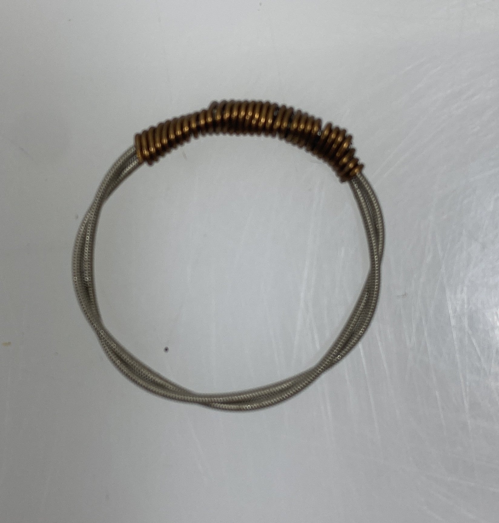 Restrung Silver and Bronze Spring Wire Ring