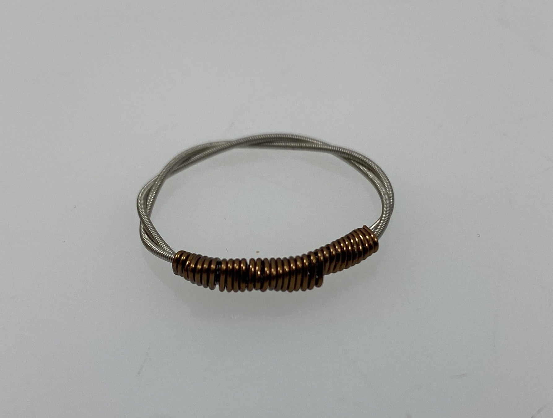 Restrung Silver and Bronze Spring Wire Ring