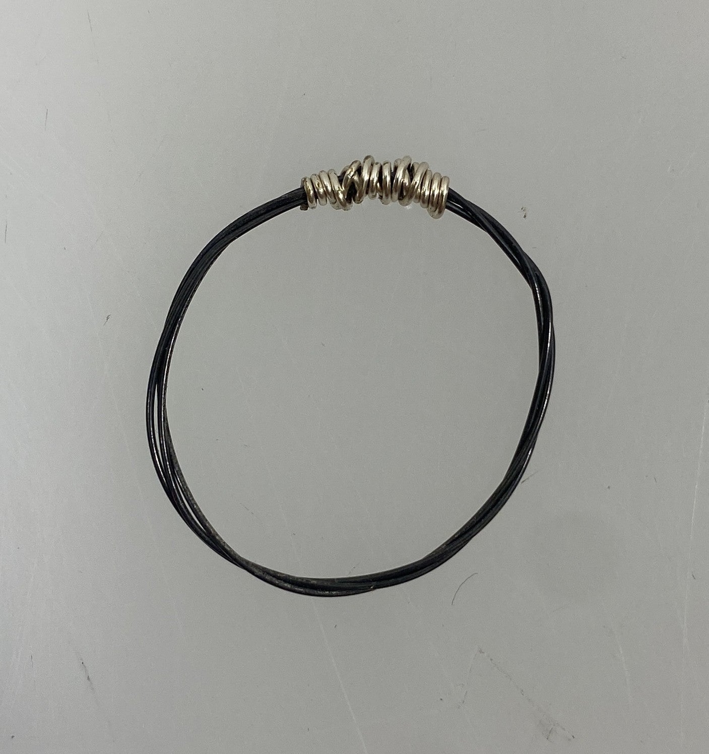 Restrung Silver and Grey Wire Ring