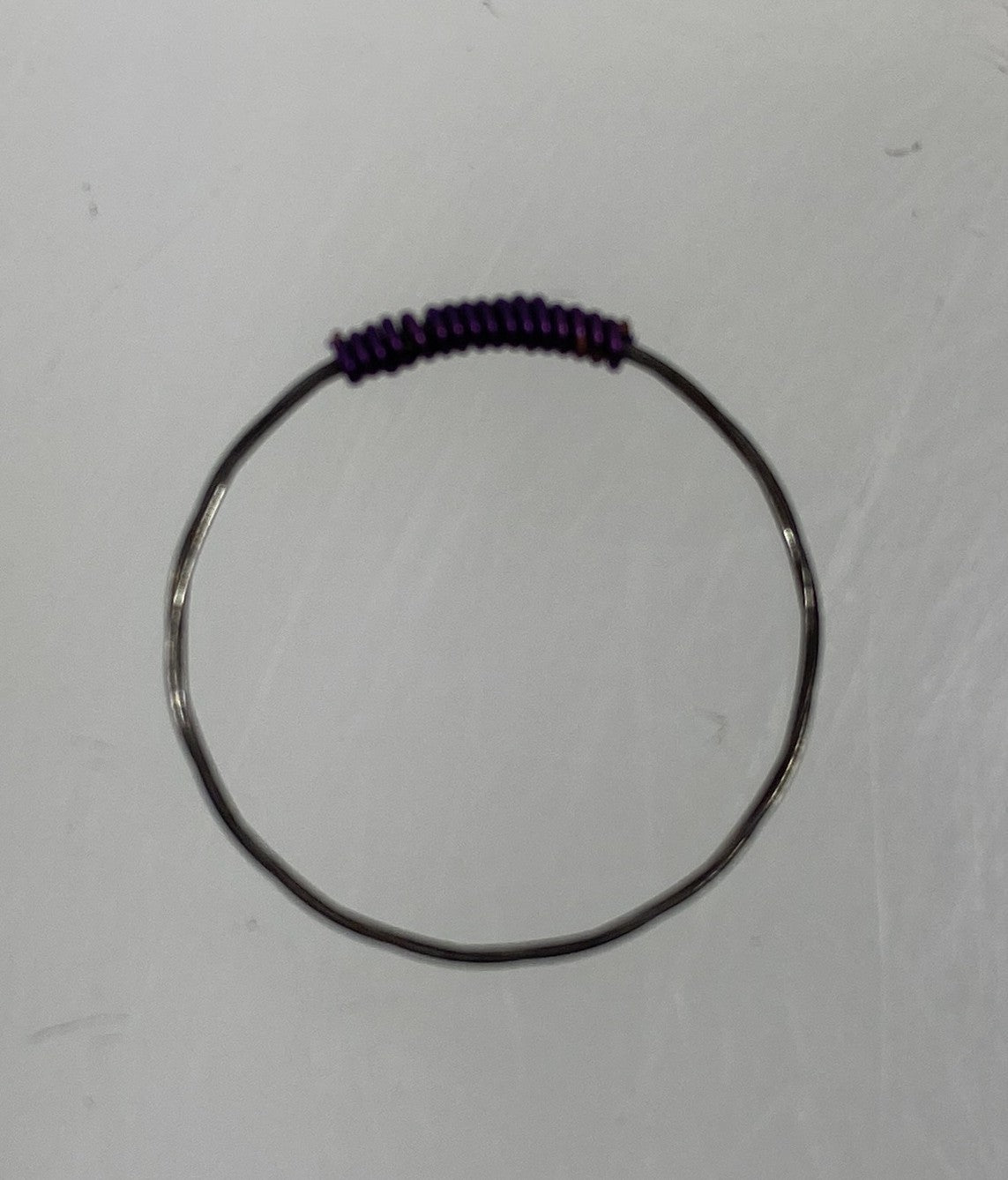 Restrung Silver and Metallic Purple Wire Ring