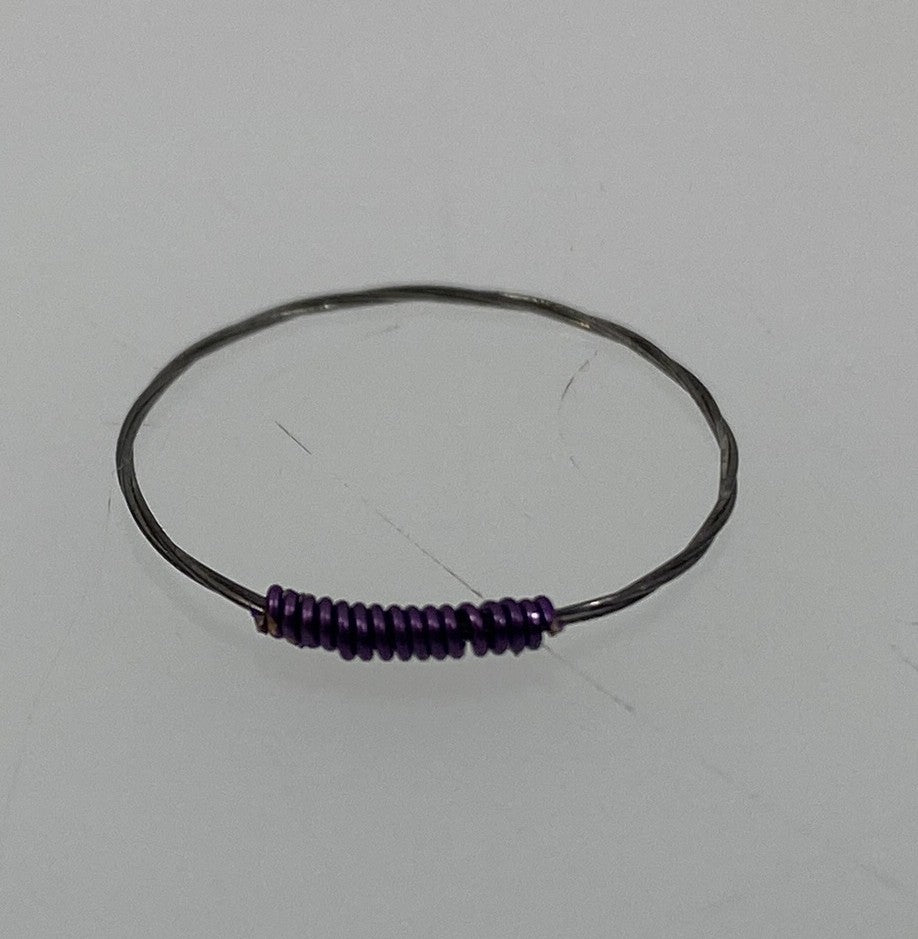 Restrung Silver and Metallic Purple Wire Ring