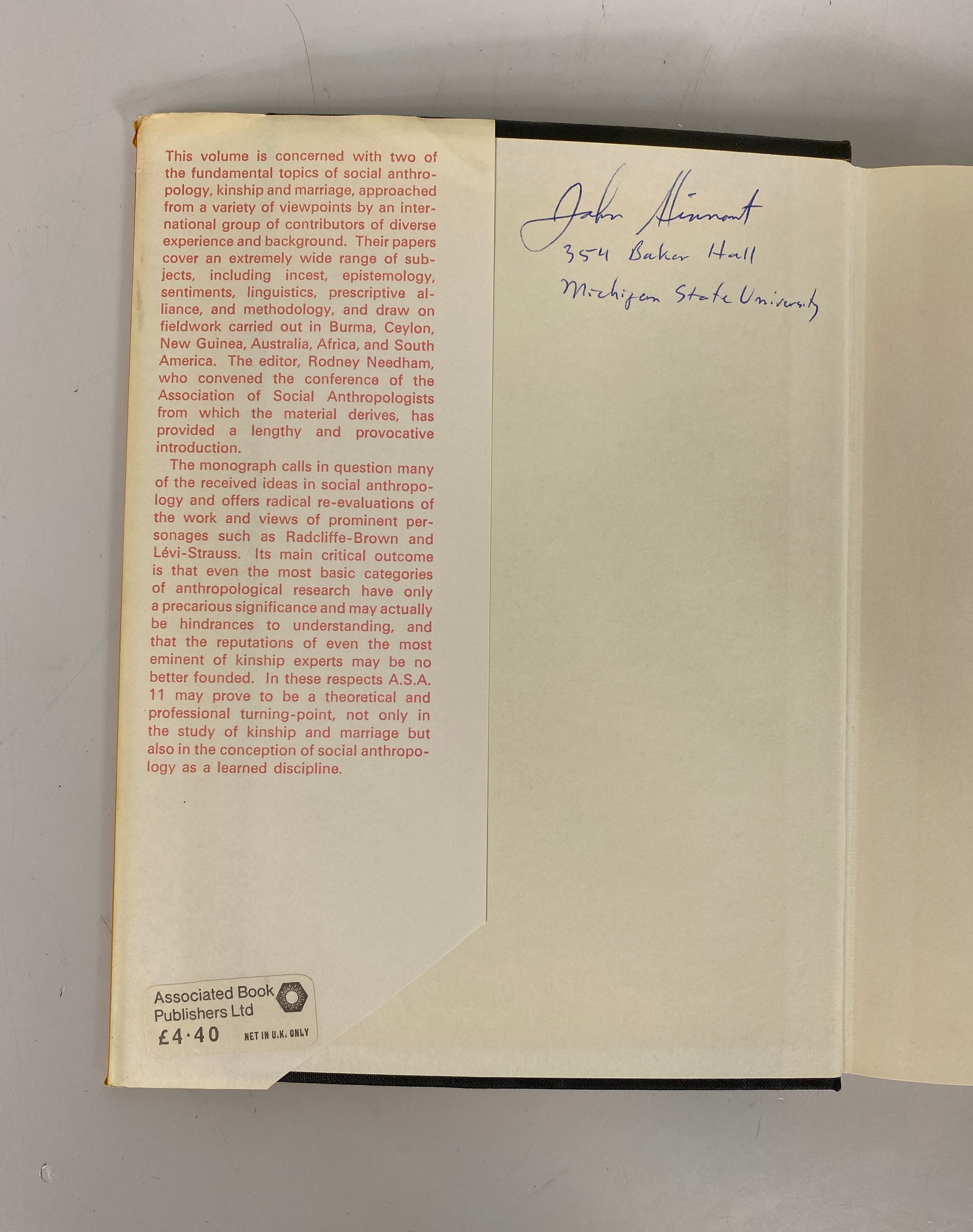 Rethinking Kinship and Marriage Rodney Needham 1971 HC DJ