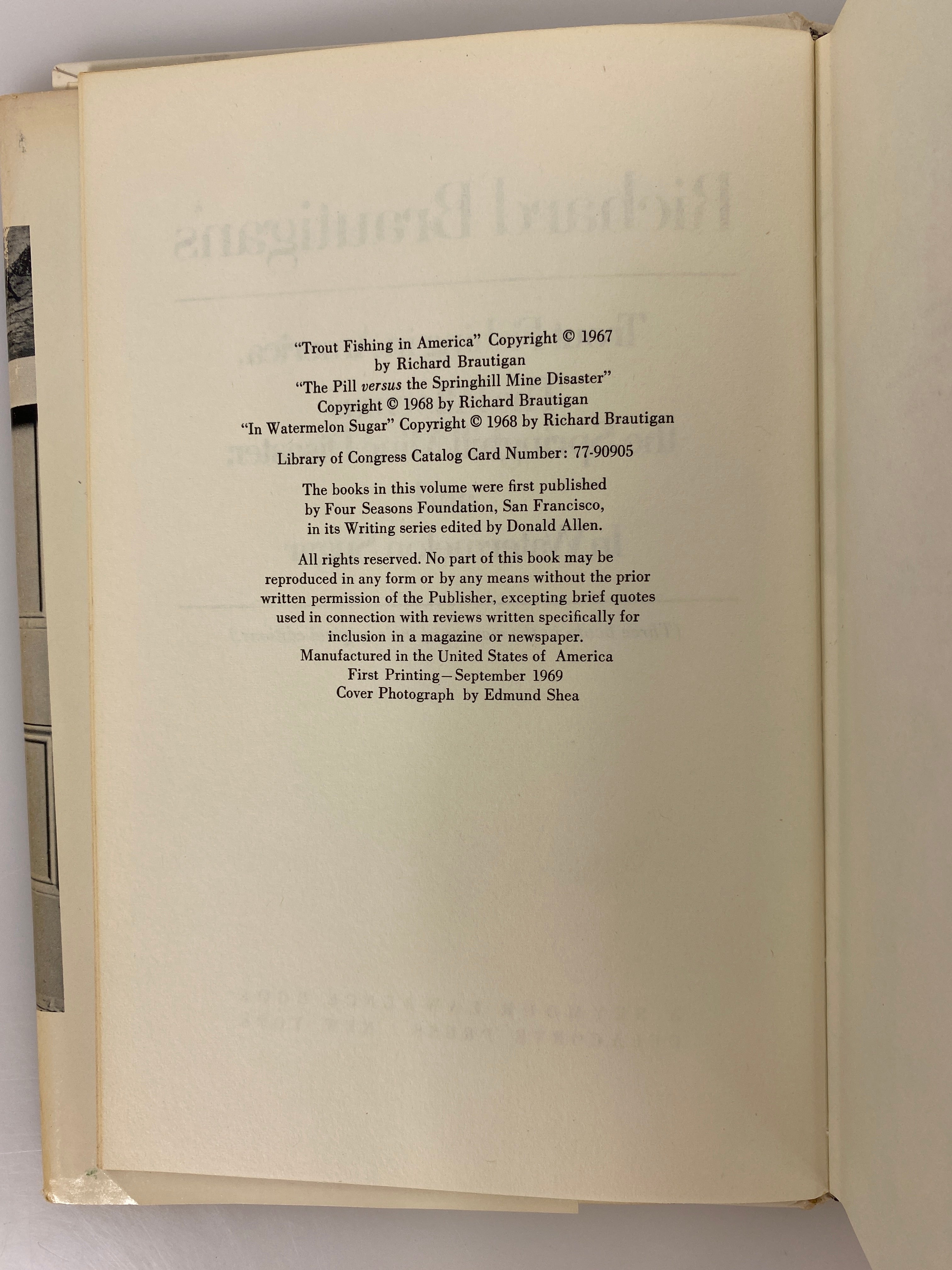 Richard Brautigan's Trout Fishing in America 1969 1st Edition 1st Print HCDJ