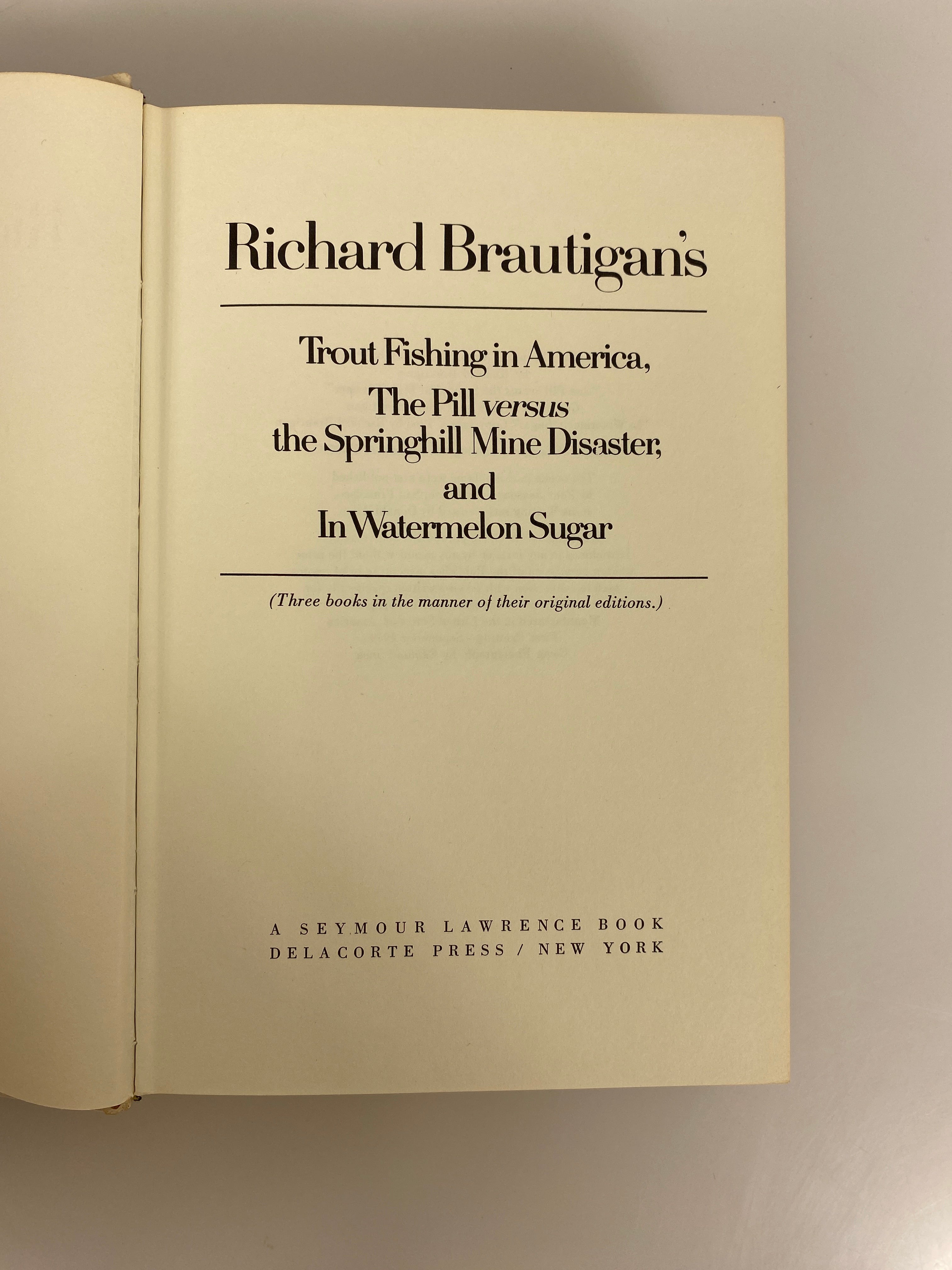 Richard Brautigan's Trout Fishing in America 1969 1st Edition 1st Print HCDJ
