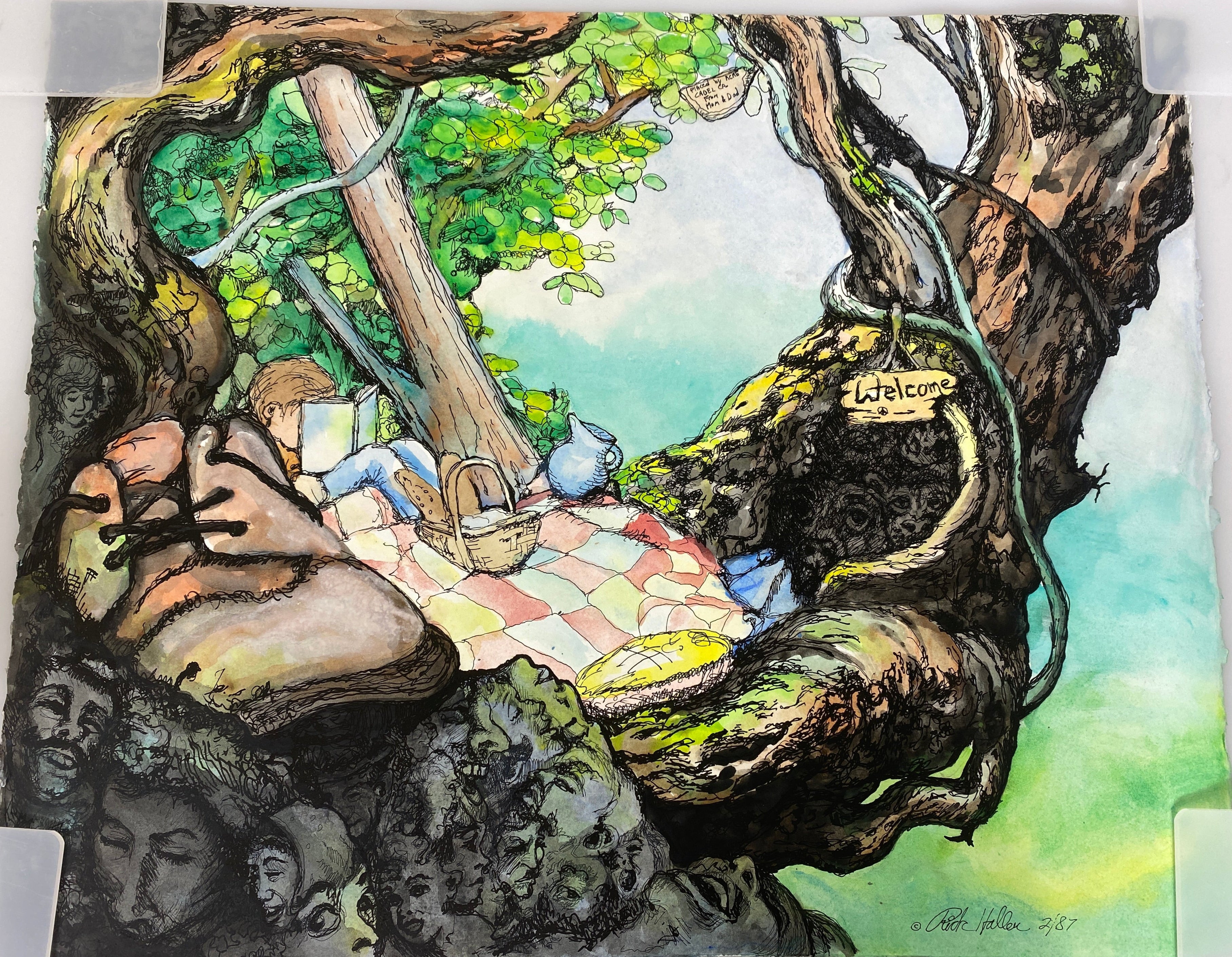 Rick Haller Original Ink and Watercolor Art Piece 1987 *Signed*