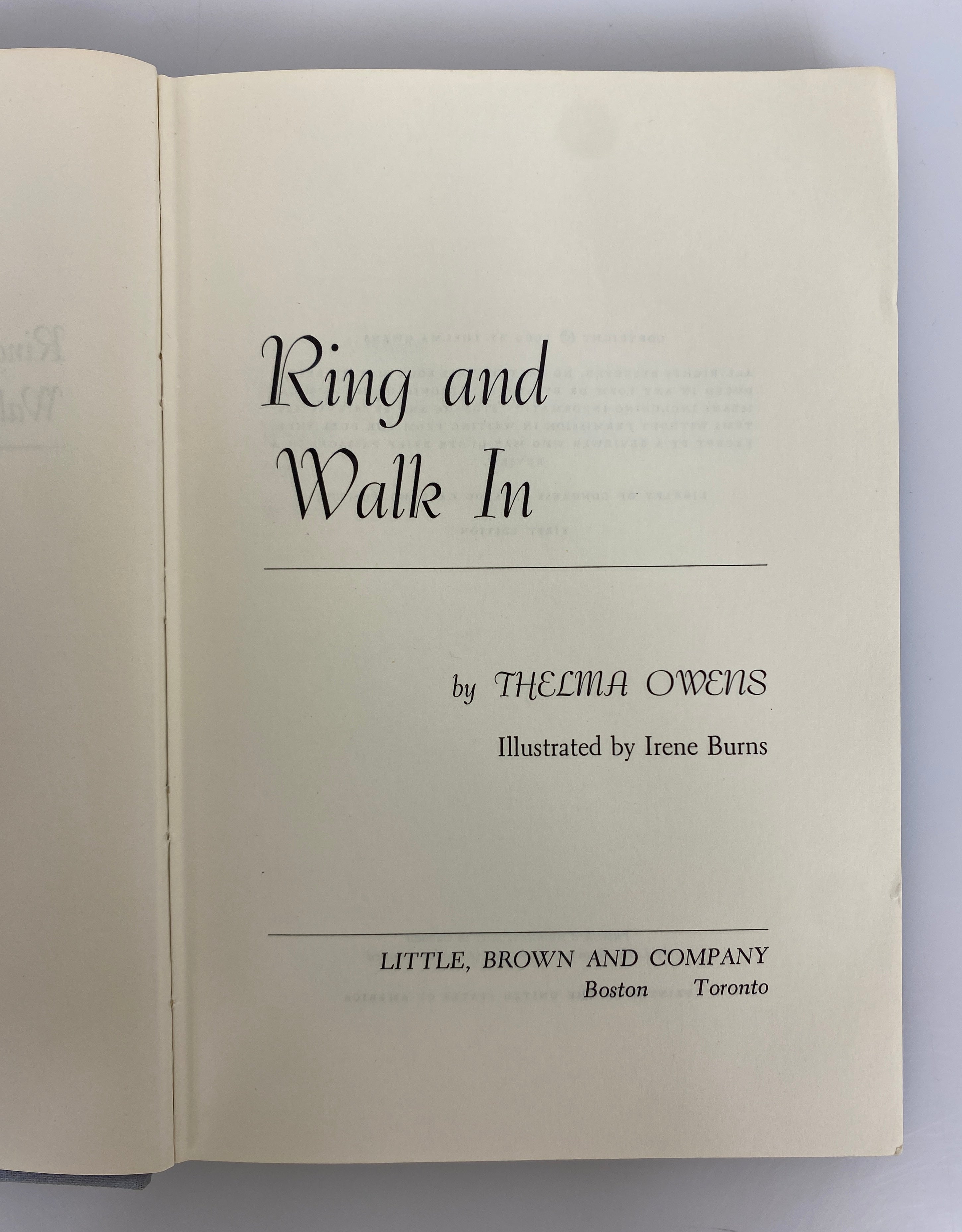 Ring and Walk In by Thelma Owens 1969 First Edition Vintage HC