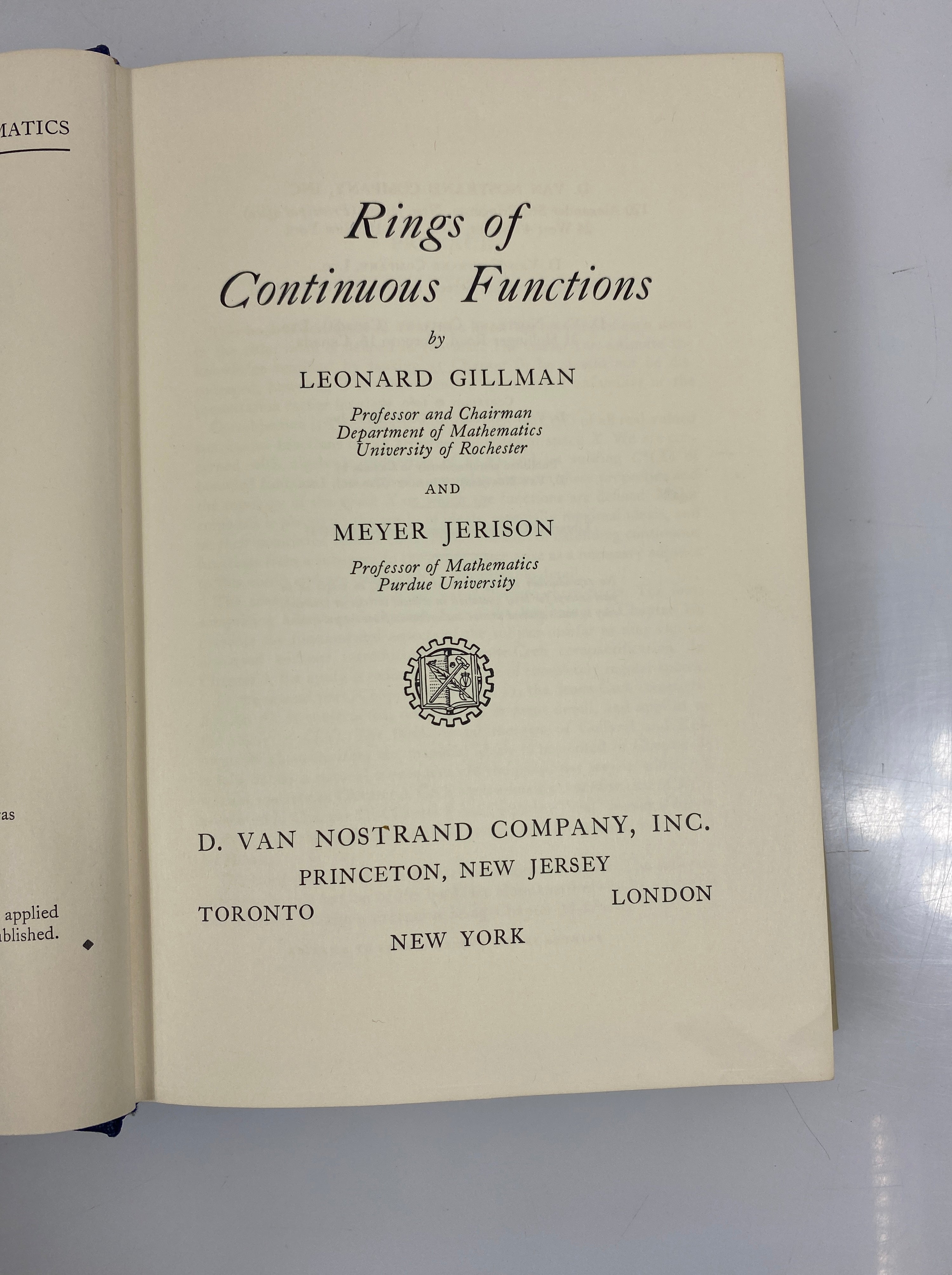 Rings of Continuous Functions by Gillman/Jerison 1960 HCDJ