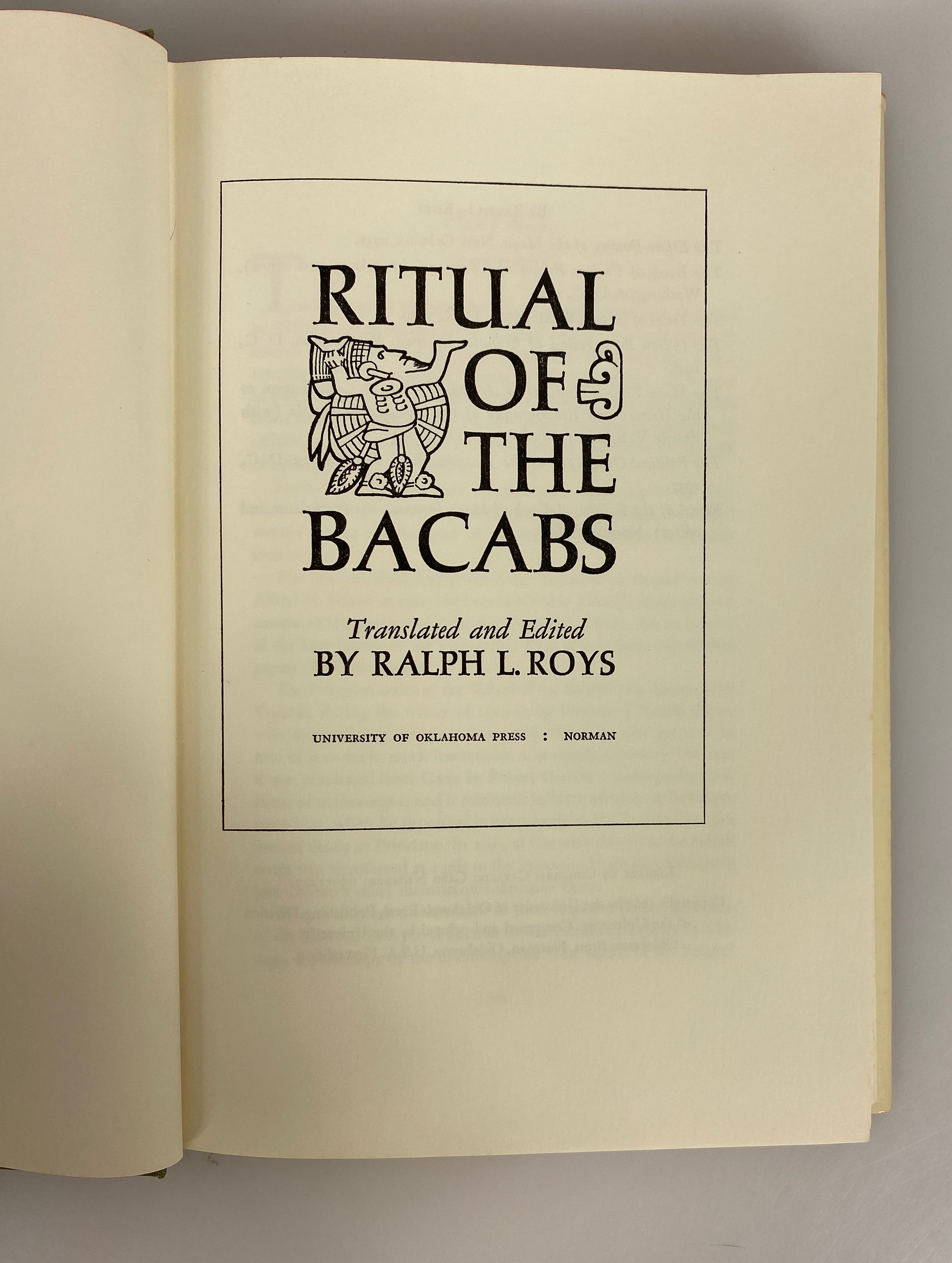 Ritual of the Bacabs by  Ralph L. Roys 1965 First Edition HC DJ