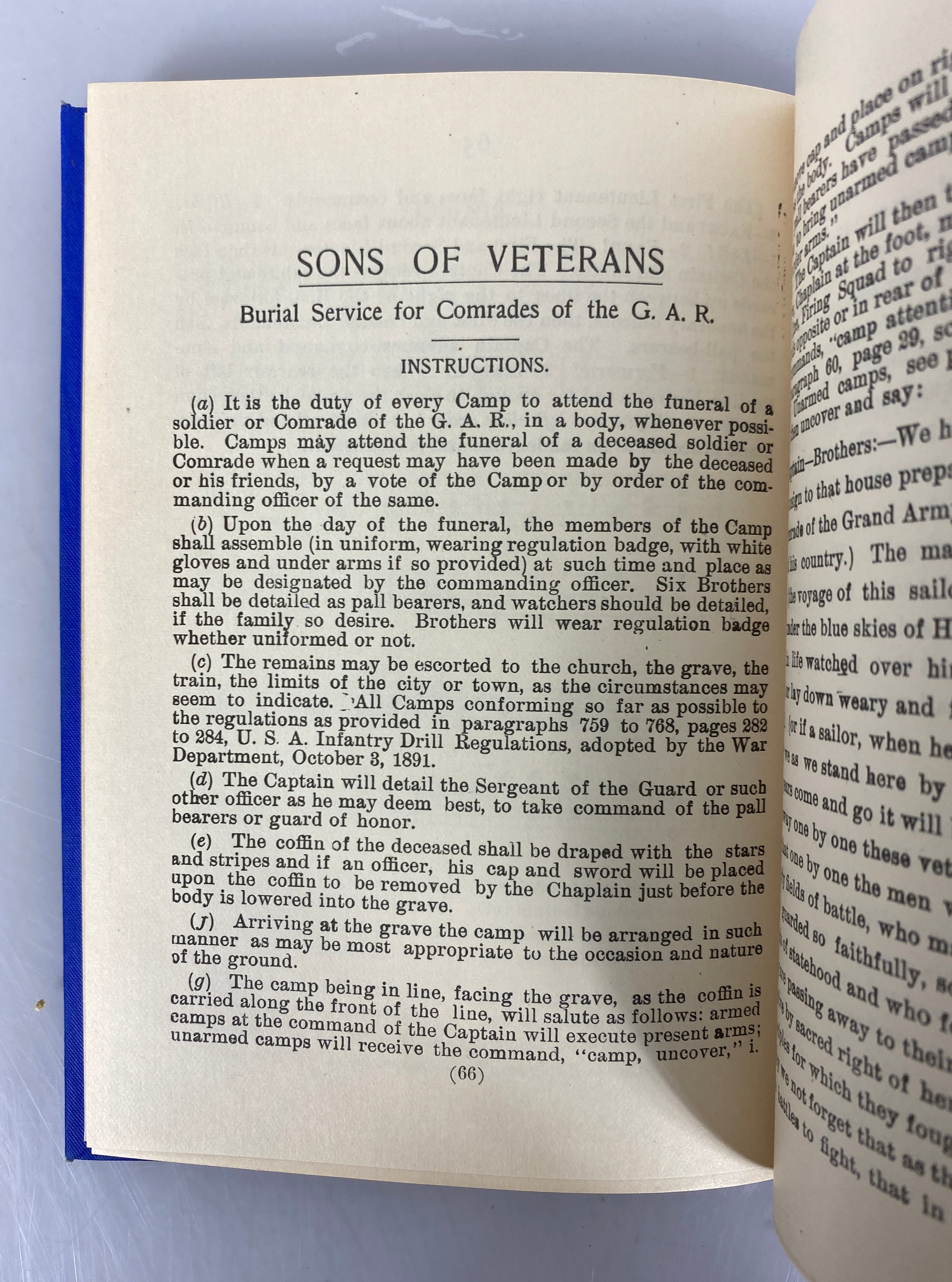 Ritual of the Sons of Veterans USA 1899 E.B. Stillings & Co Antique HC