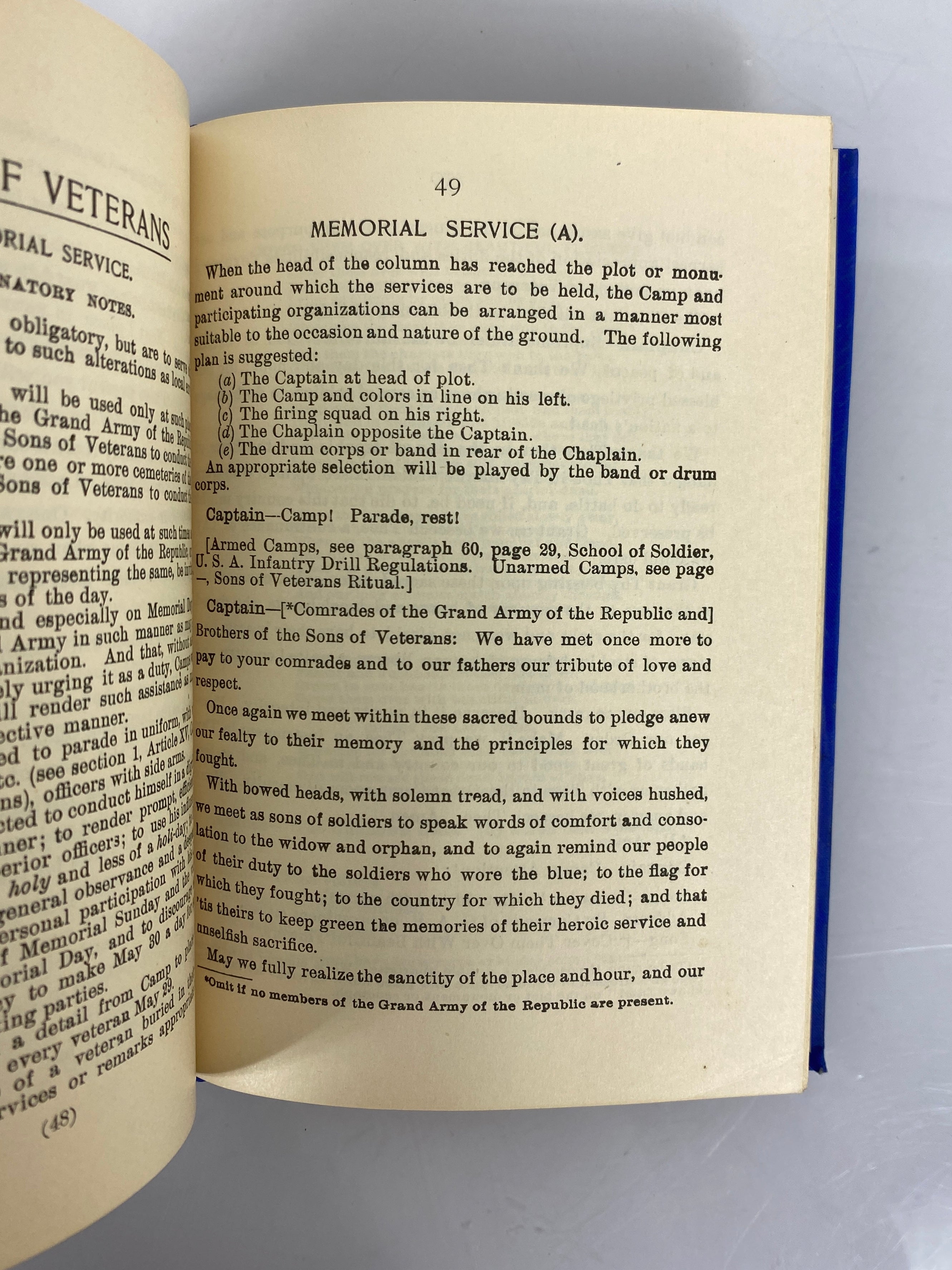 Ritual of the Sons of Veterans USA 1899 E.B. Stillings & Co Antique HC
