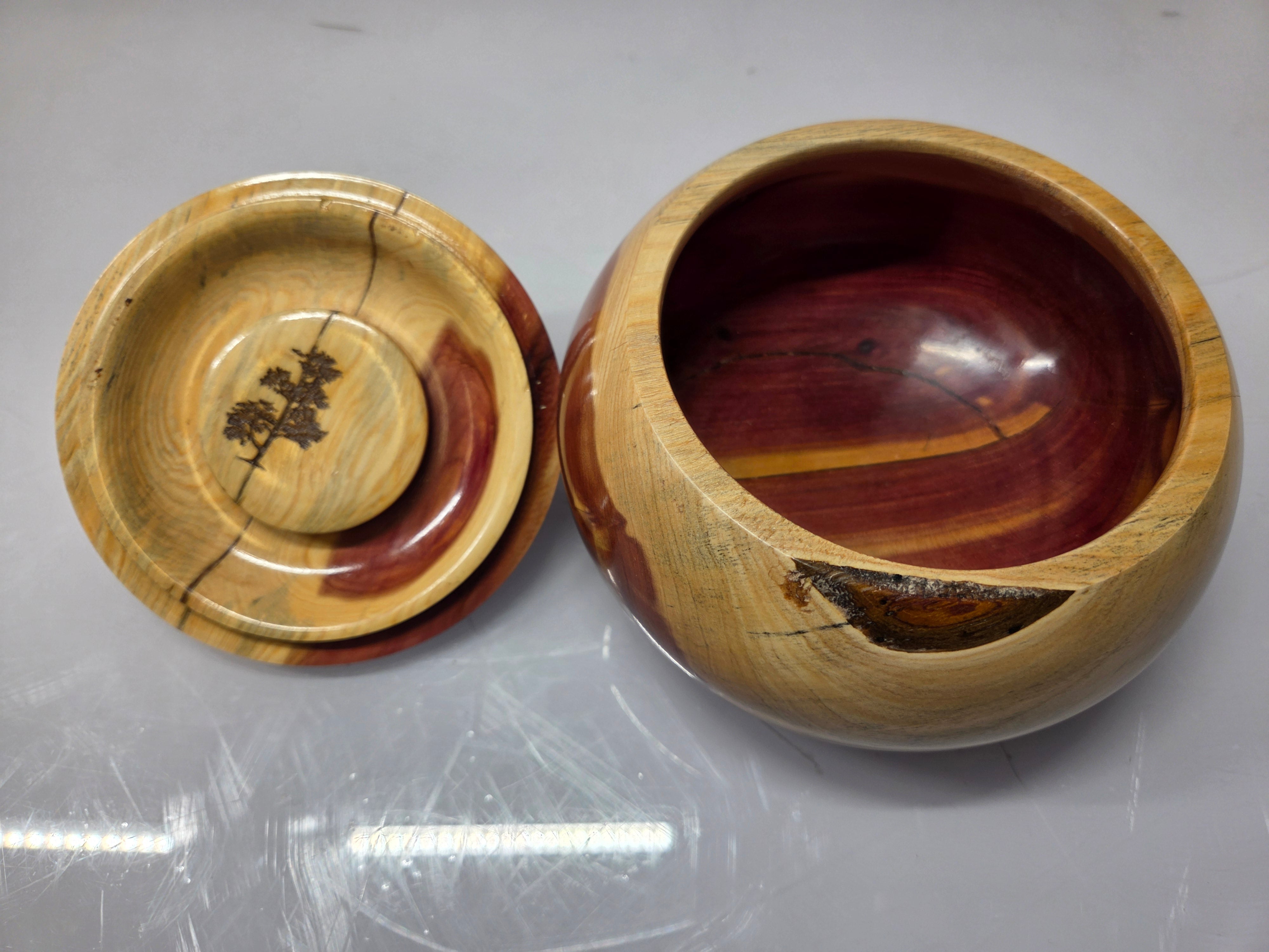MSU Shadows Red Cedar Wood Bowl with Lid #052