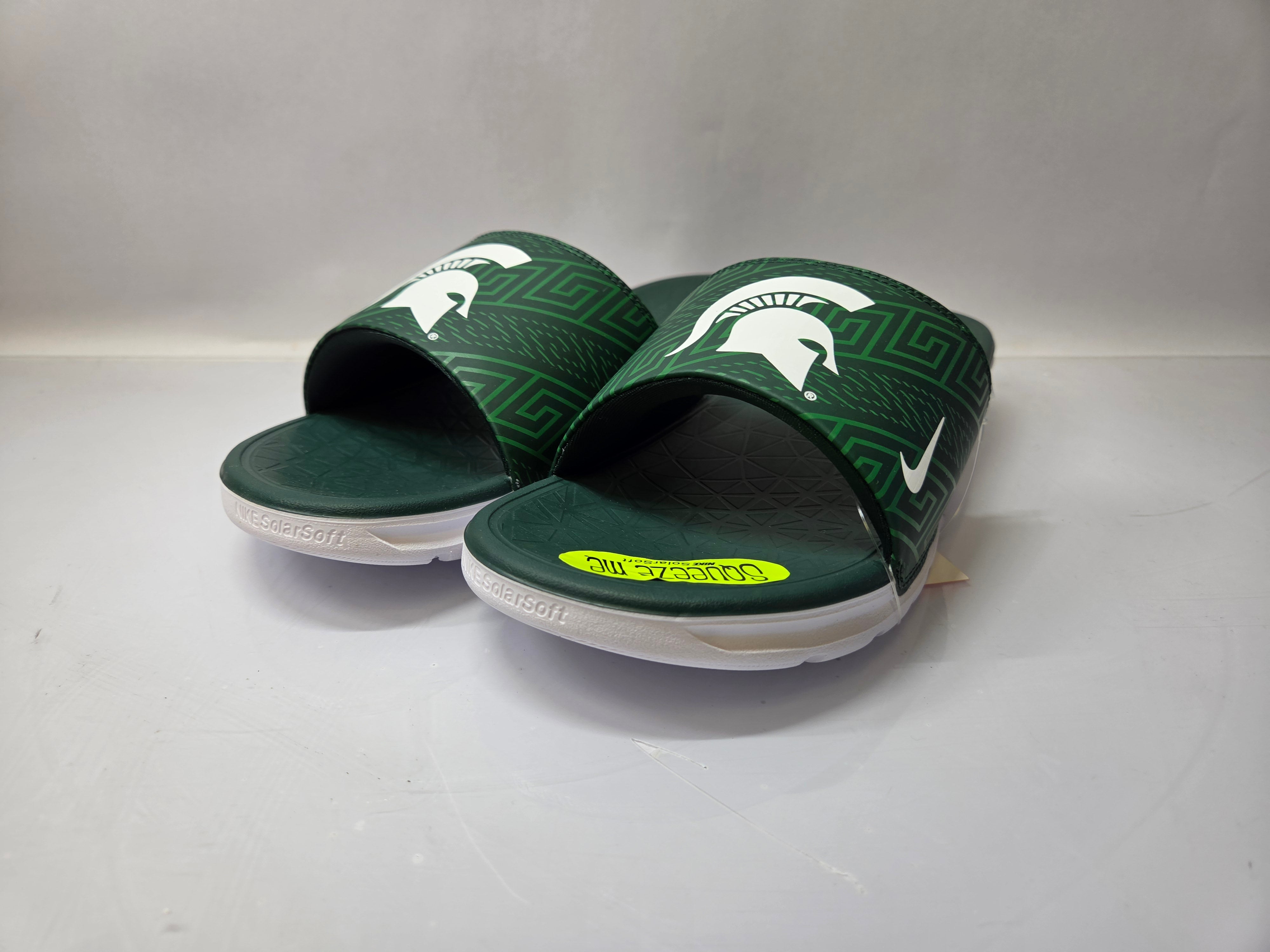 Nike Green Benassi Solarsoft College MSU Spartans Slides Men's Size 7