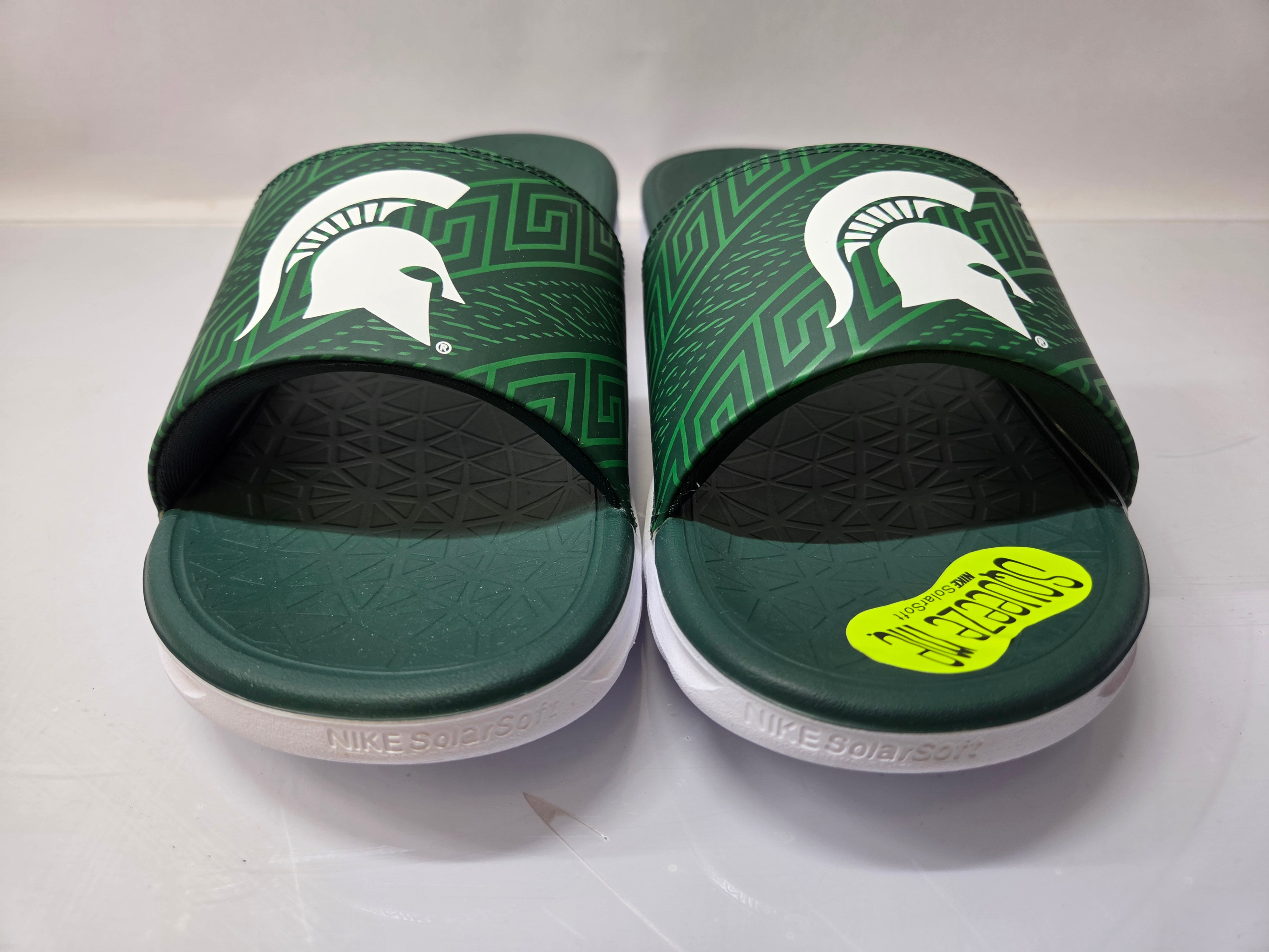 Nike Green Benassi Solarsoft College MSU Spartans Slides Men's Size 7