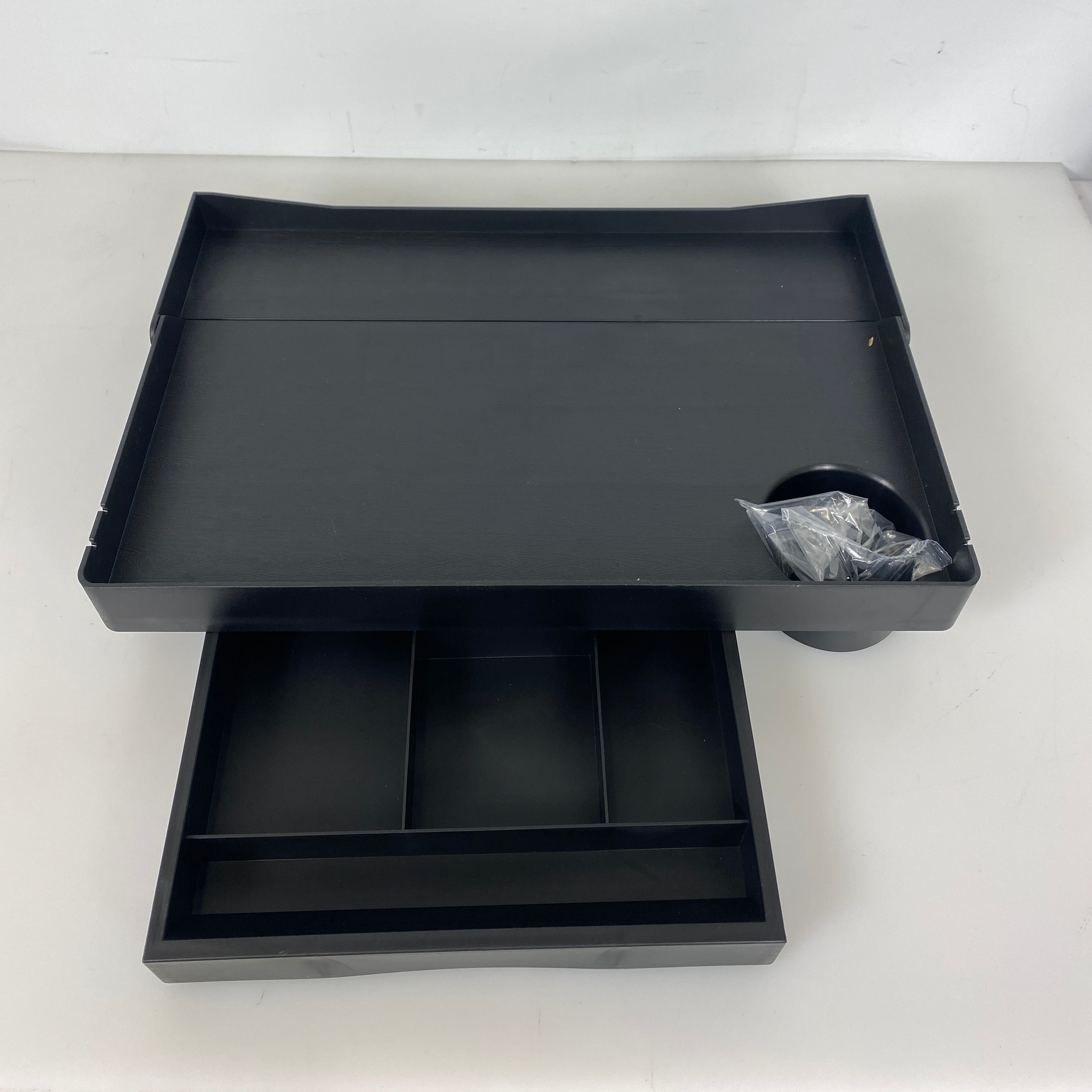 Ronlap Black Bedside Shelf w/ Pull Out Drawer