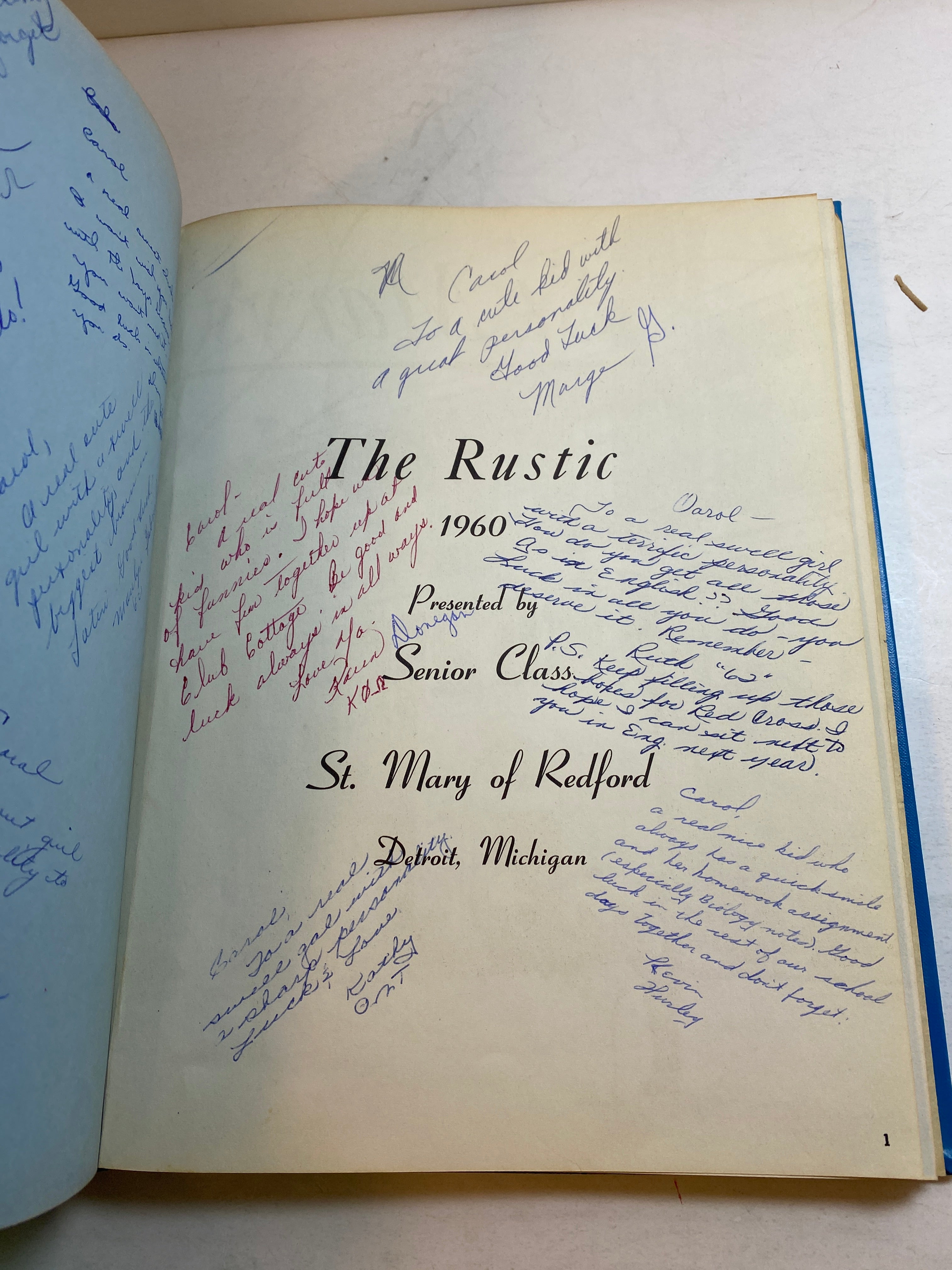 "Rustic" St. Mary of Redford Yearbook Detroit, MI 1960