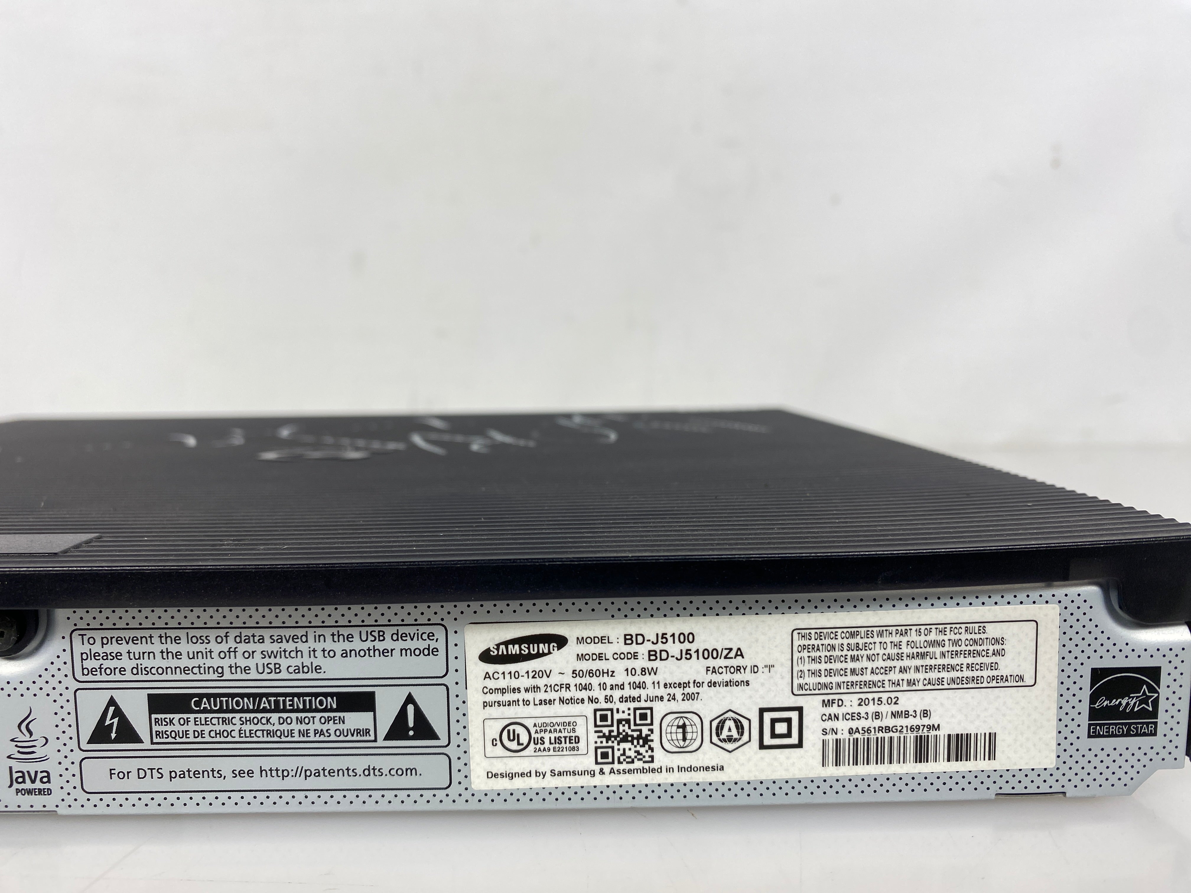 Samsung BD-J5100 Blu-Ray DVD Player