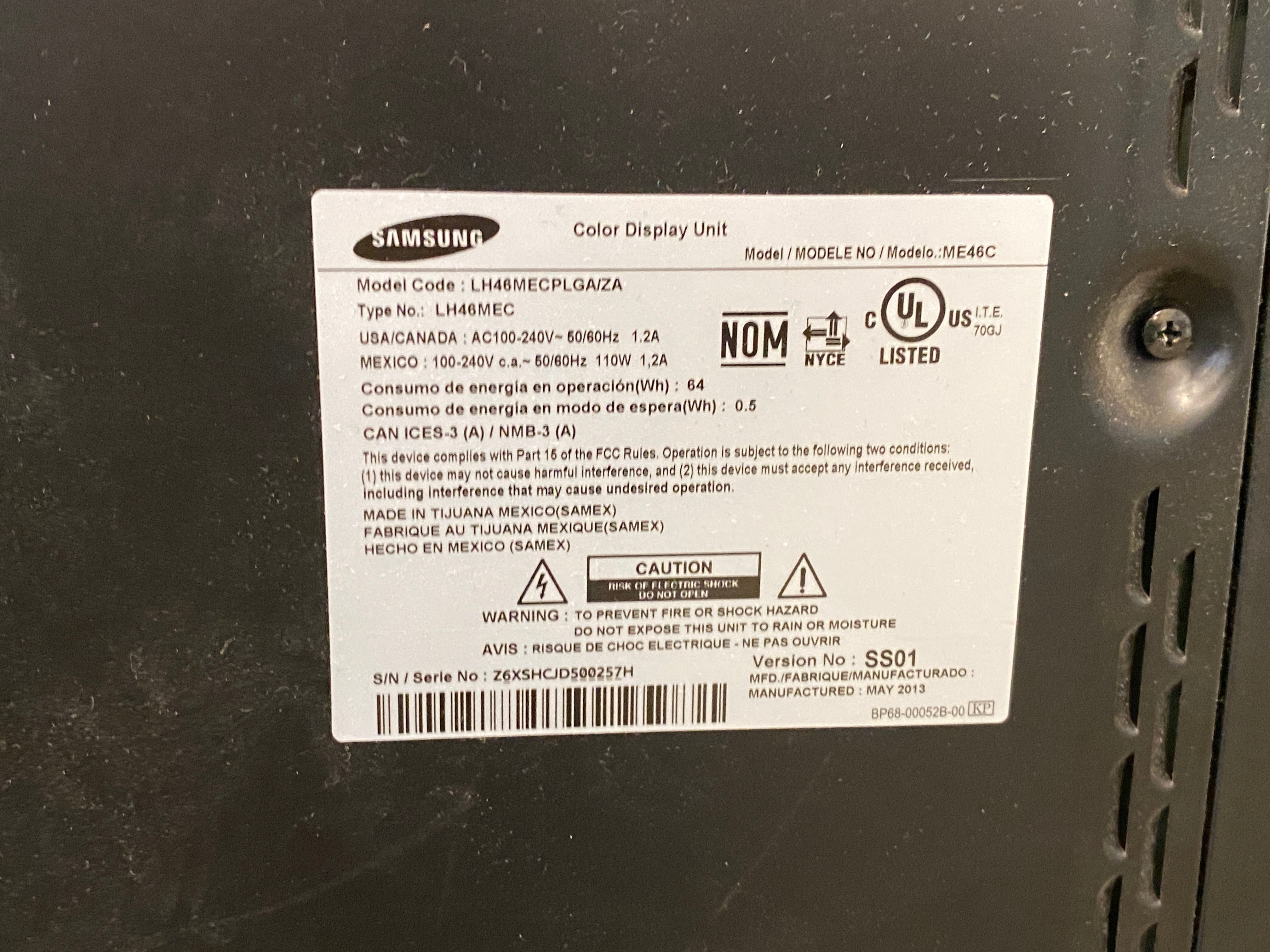 Samsung ME46C 46" Digital Commercial Signage Display
