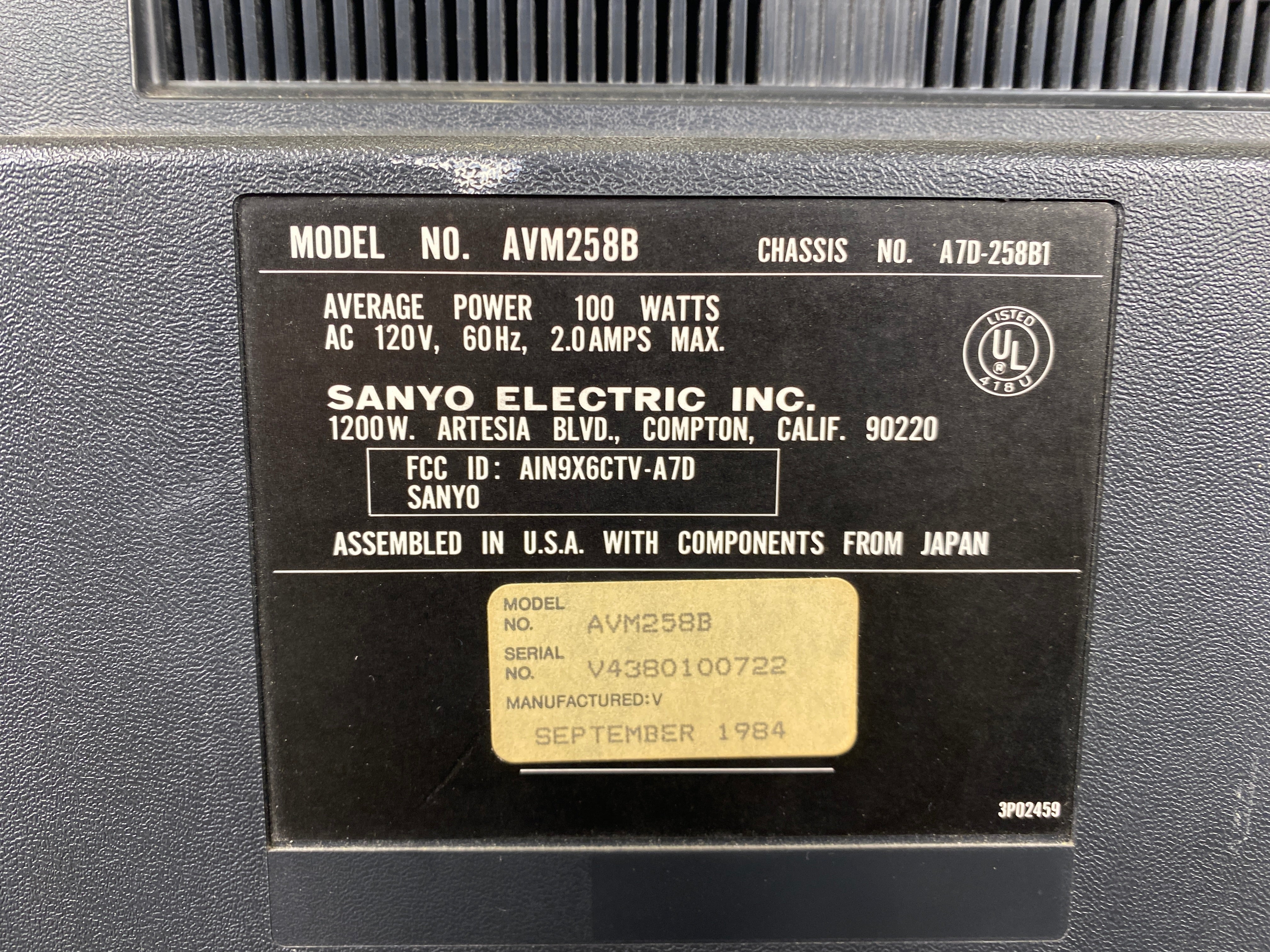 Sanyo AVM-258 CRT Monitor