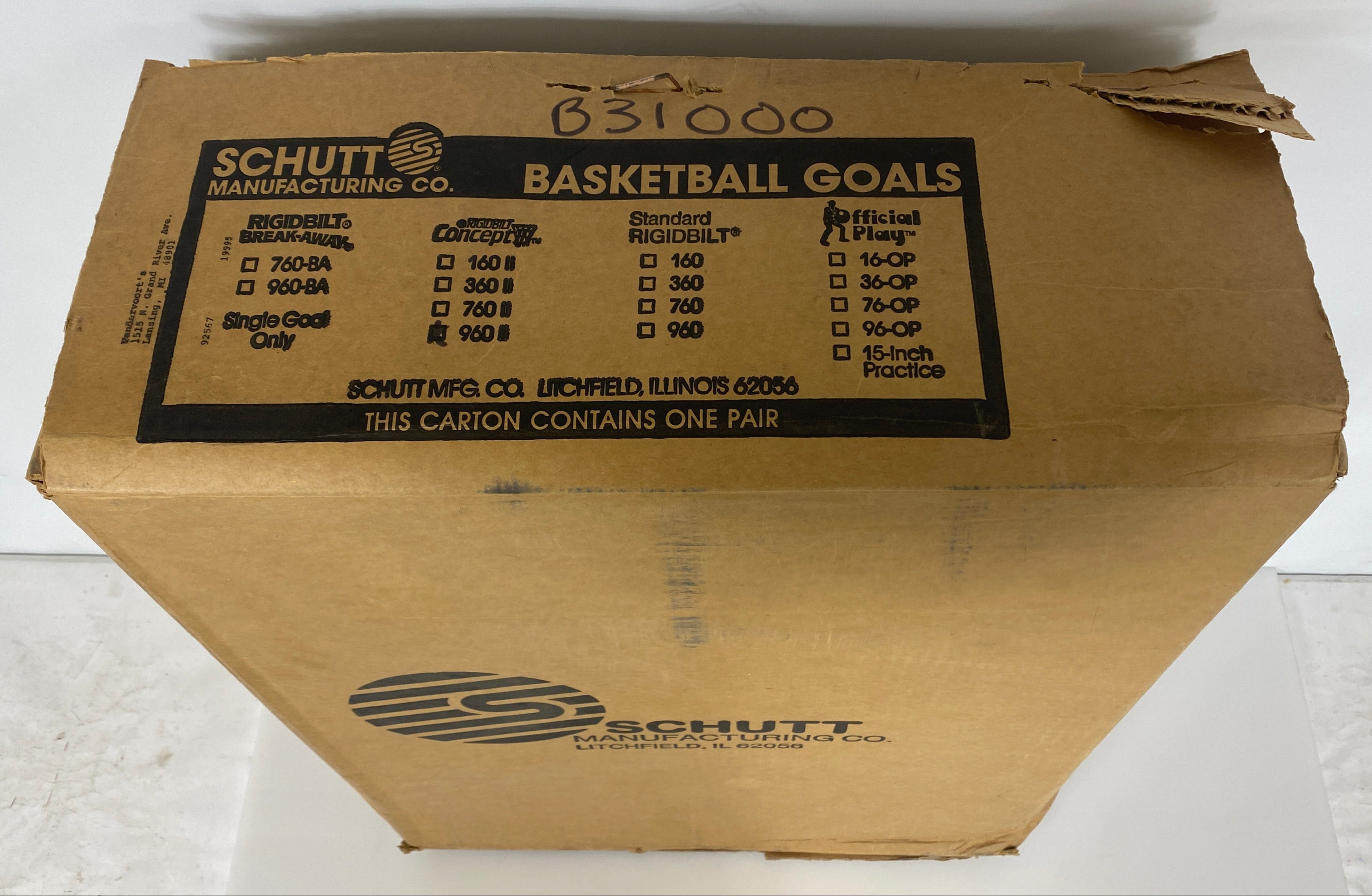 Schutt Sports Manufacturing Co Rigidbilt Concept 960 18" Basketball Rim Set