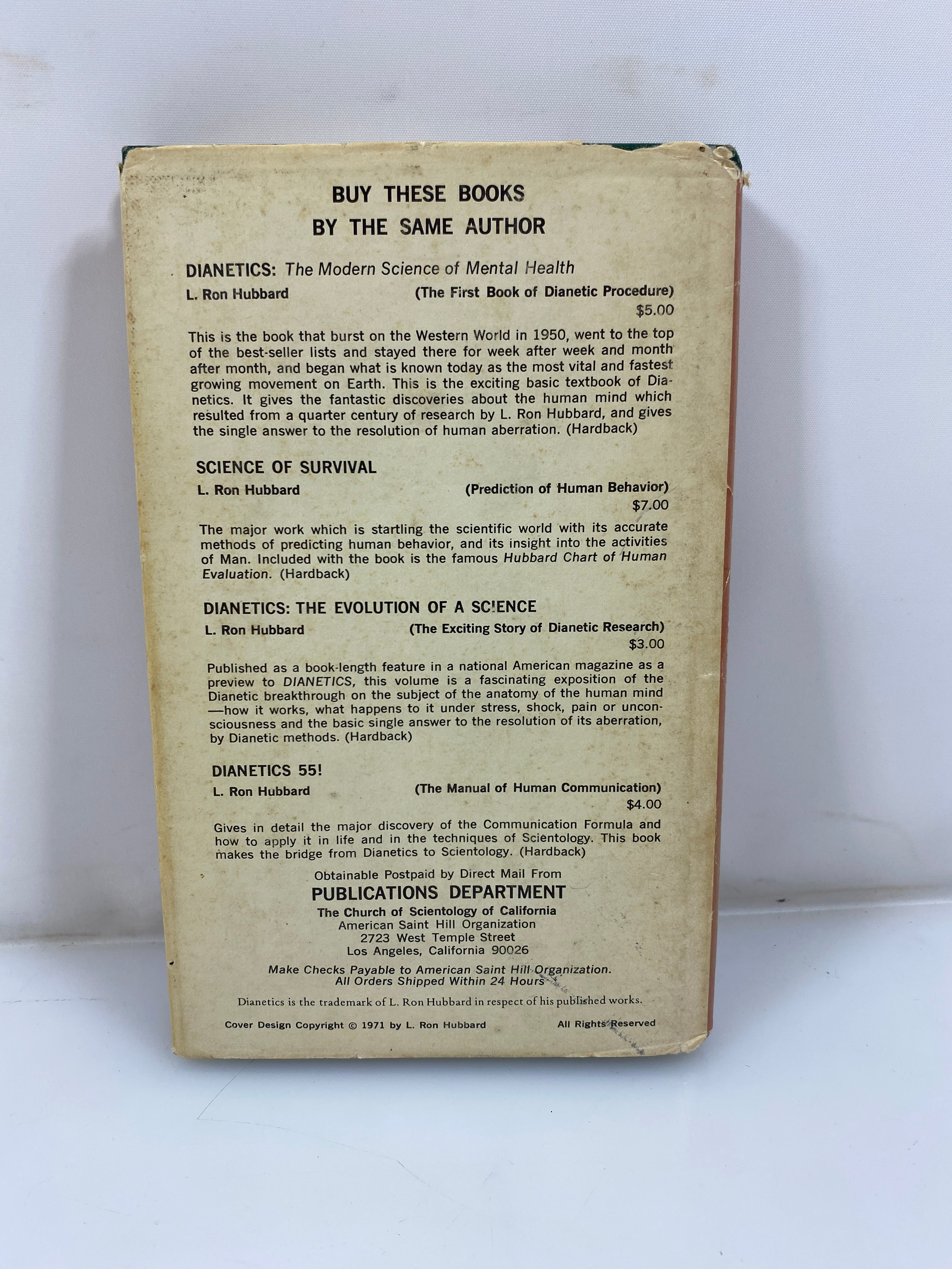 Scientology the Fundamentals of Thought Ron Hubbard 10th Print 1972 HCDJ