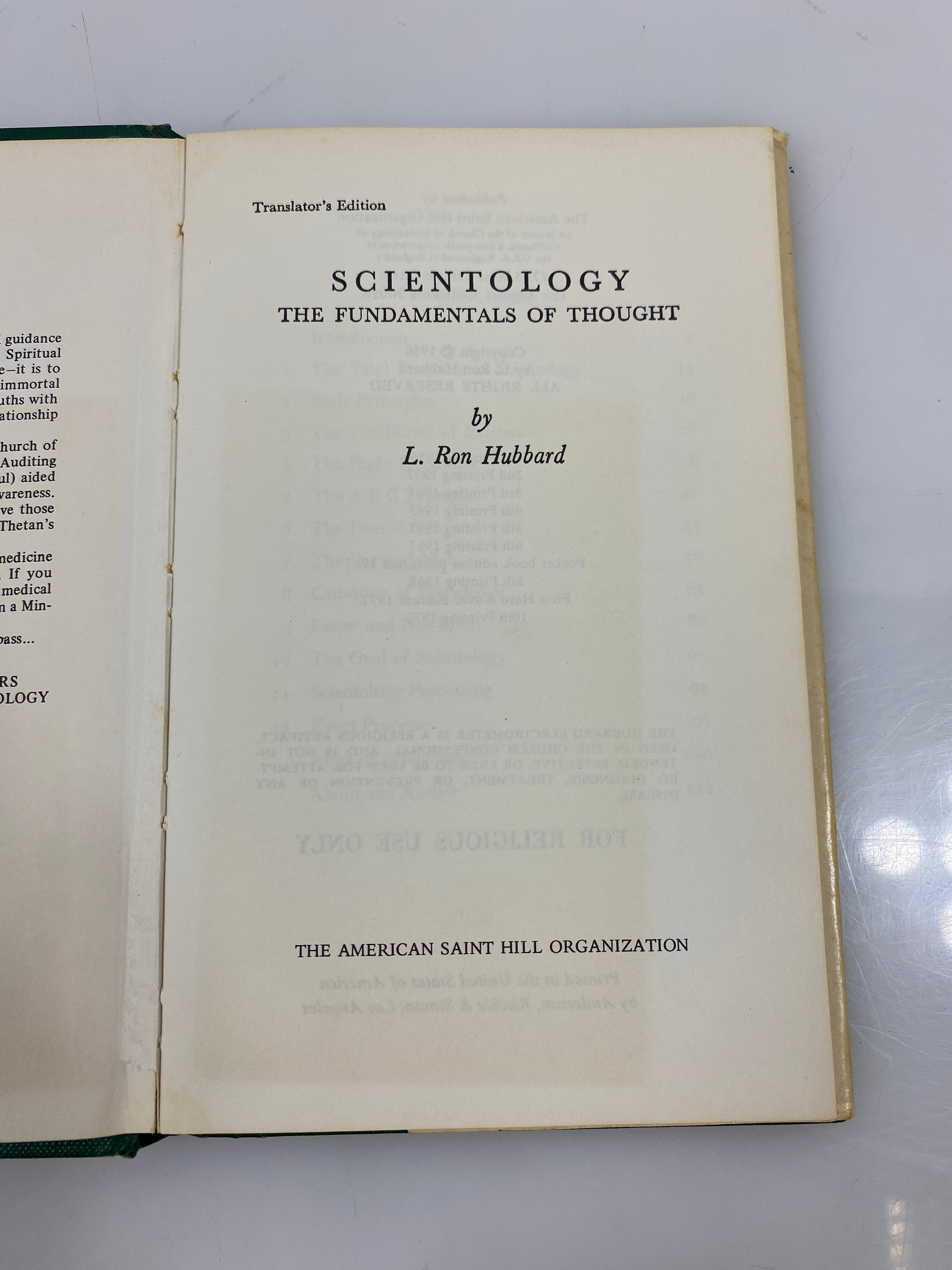 Scientology the Fundamentals of Thought Ron Hubbard 10th Print 1972 HCDJ