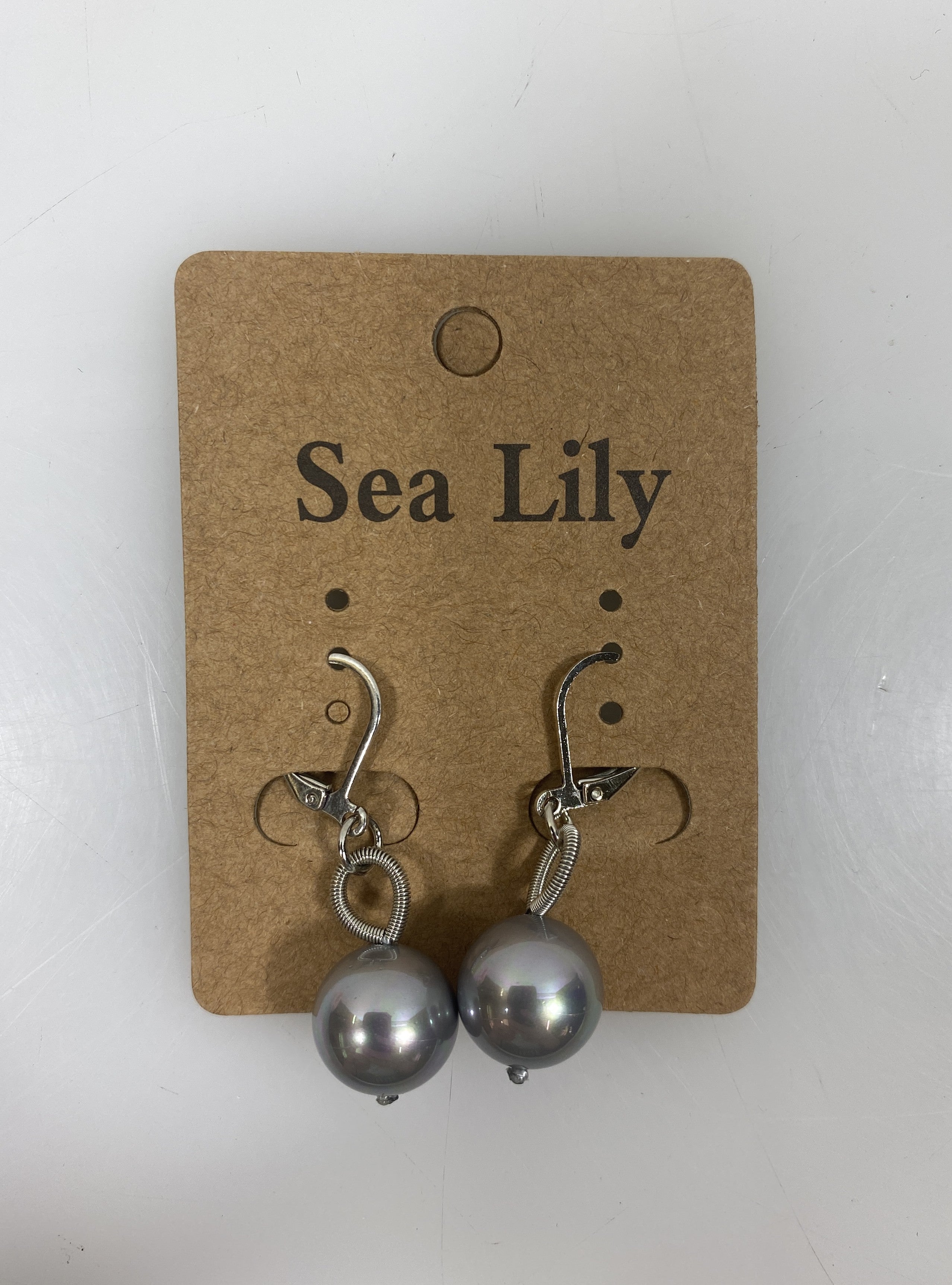 Sea Lily Silver Bead Dangle Earrings