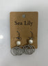Sea Lily Silver Bead Spring Wire Set Dangle Earrings