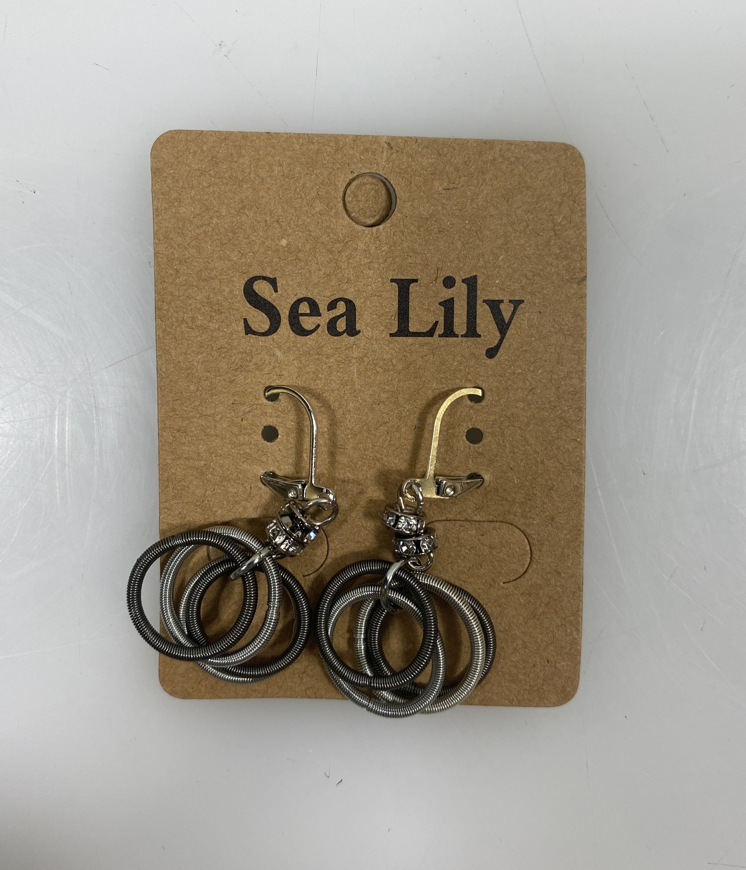 Sea Lily Silver Crystal Multi Color Spring Wire Set Dangle Earrings