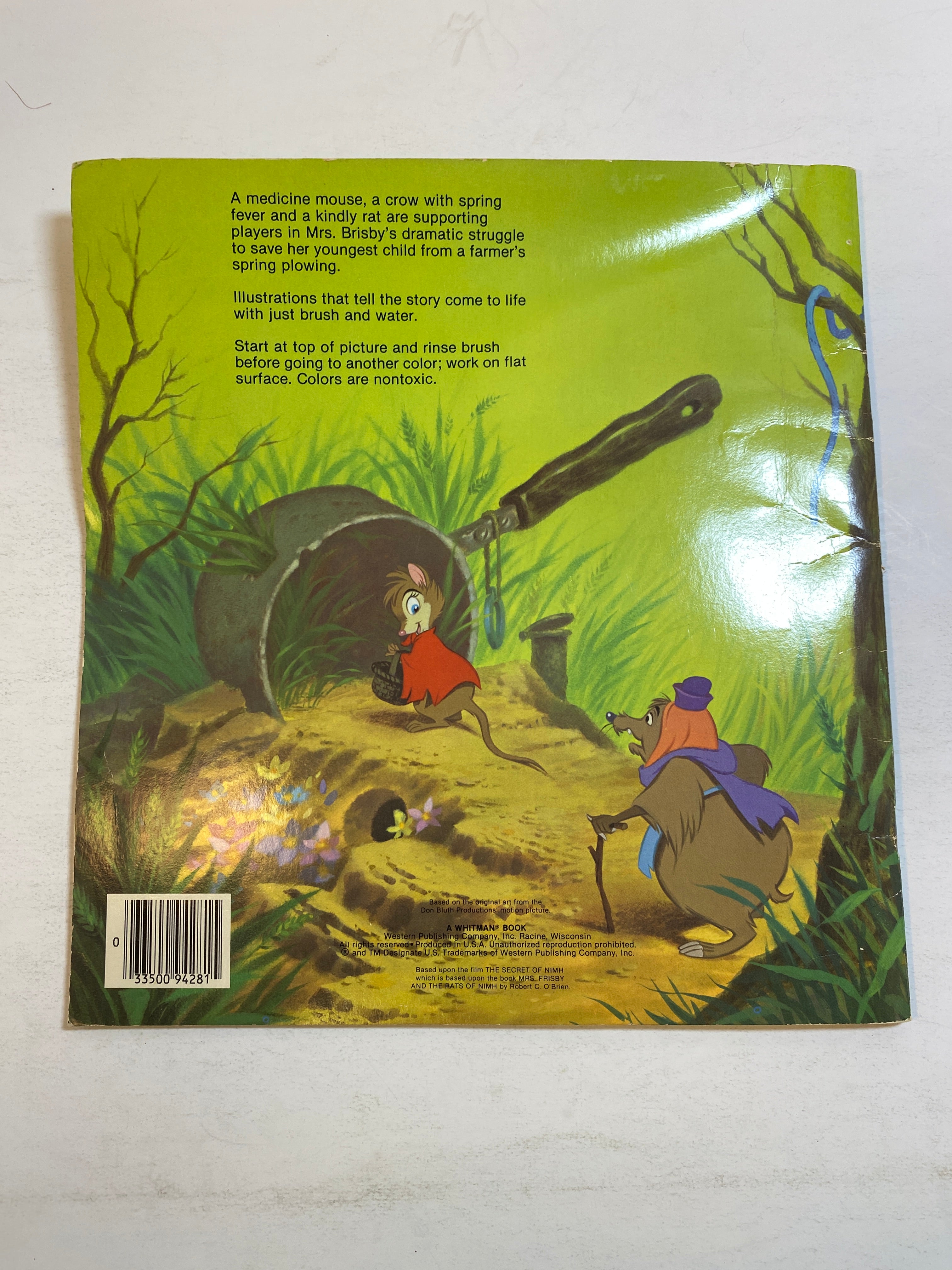Secret of Nimh Paint with Water Book Whitman Comics
