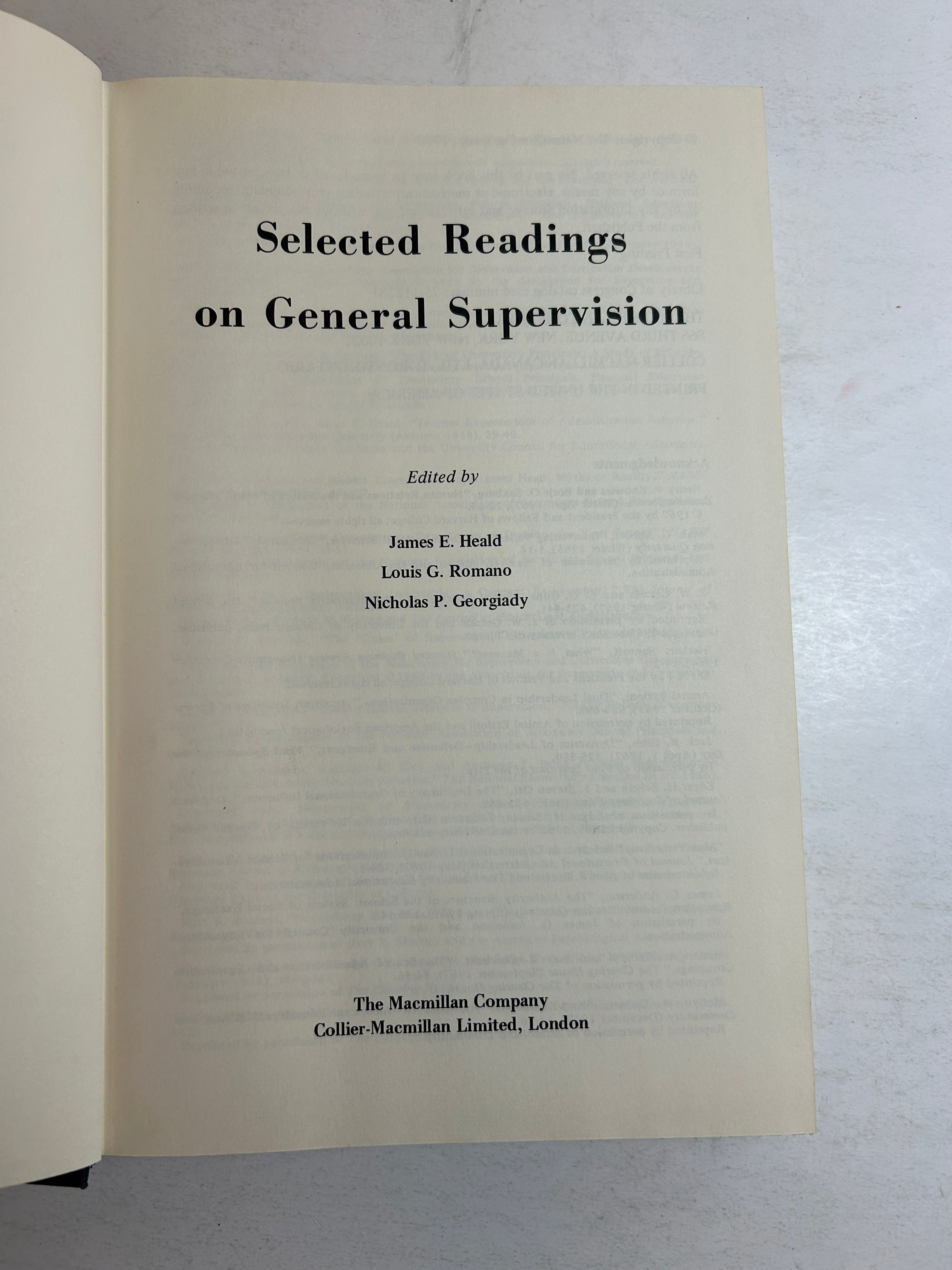 Selected Readings on General Supervision by Heald/Romano/Georgiady HCDJ