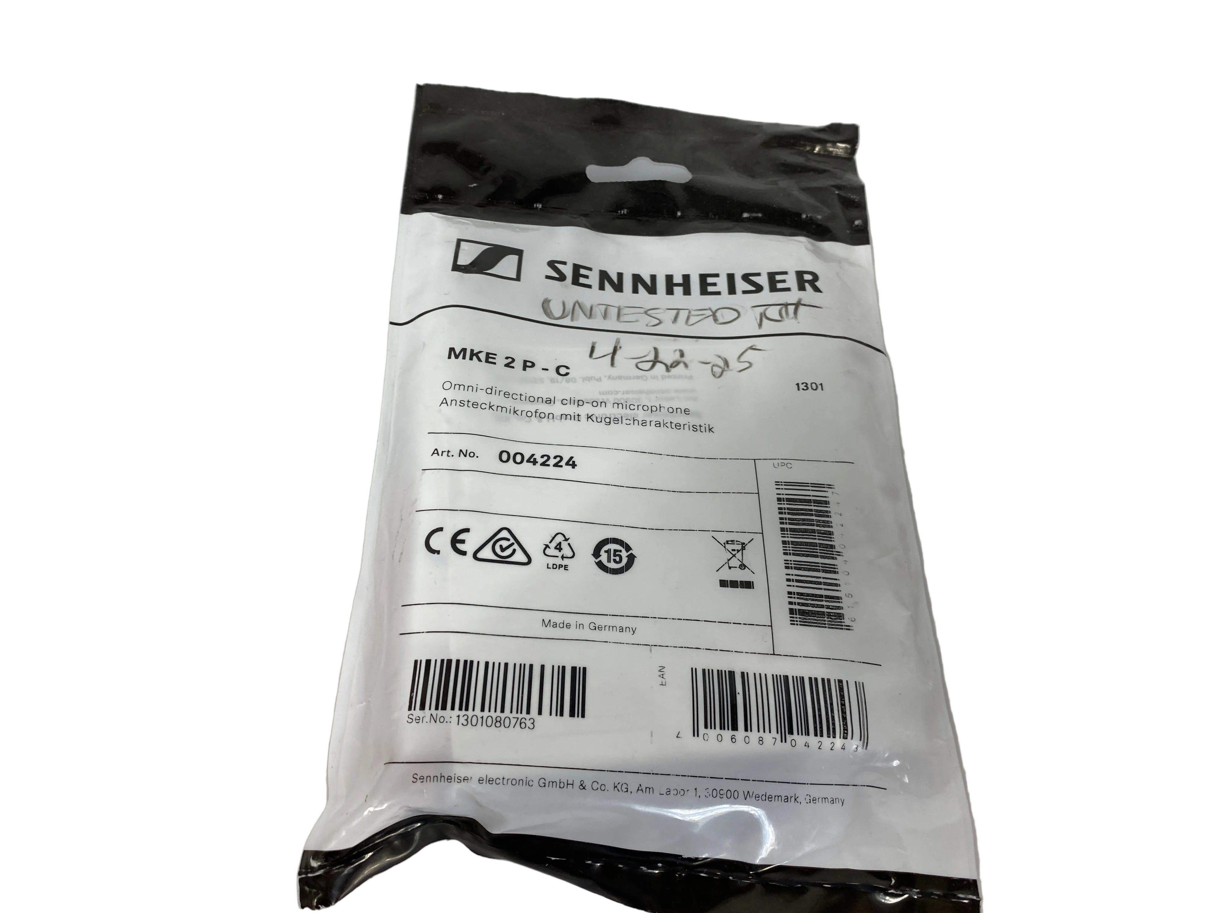 Sennheiser MKE 2 Gold Series Subminiature Omnidirectional Lavalier Microphone *New*