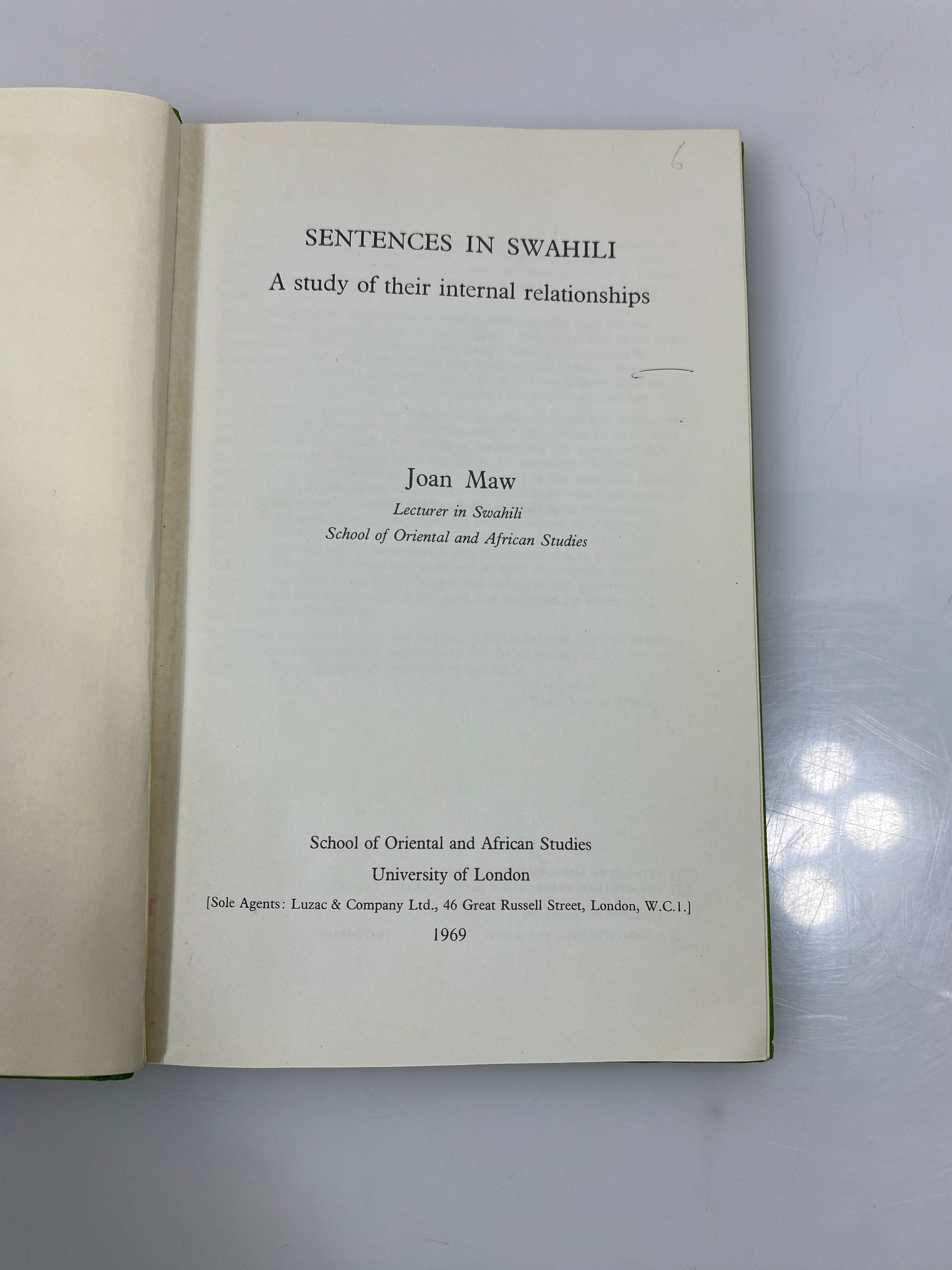 Sentences in Swahili by Joan Maw Ex-library 1969 HC