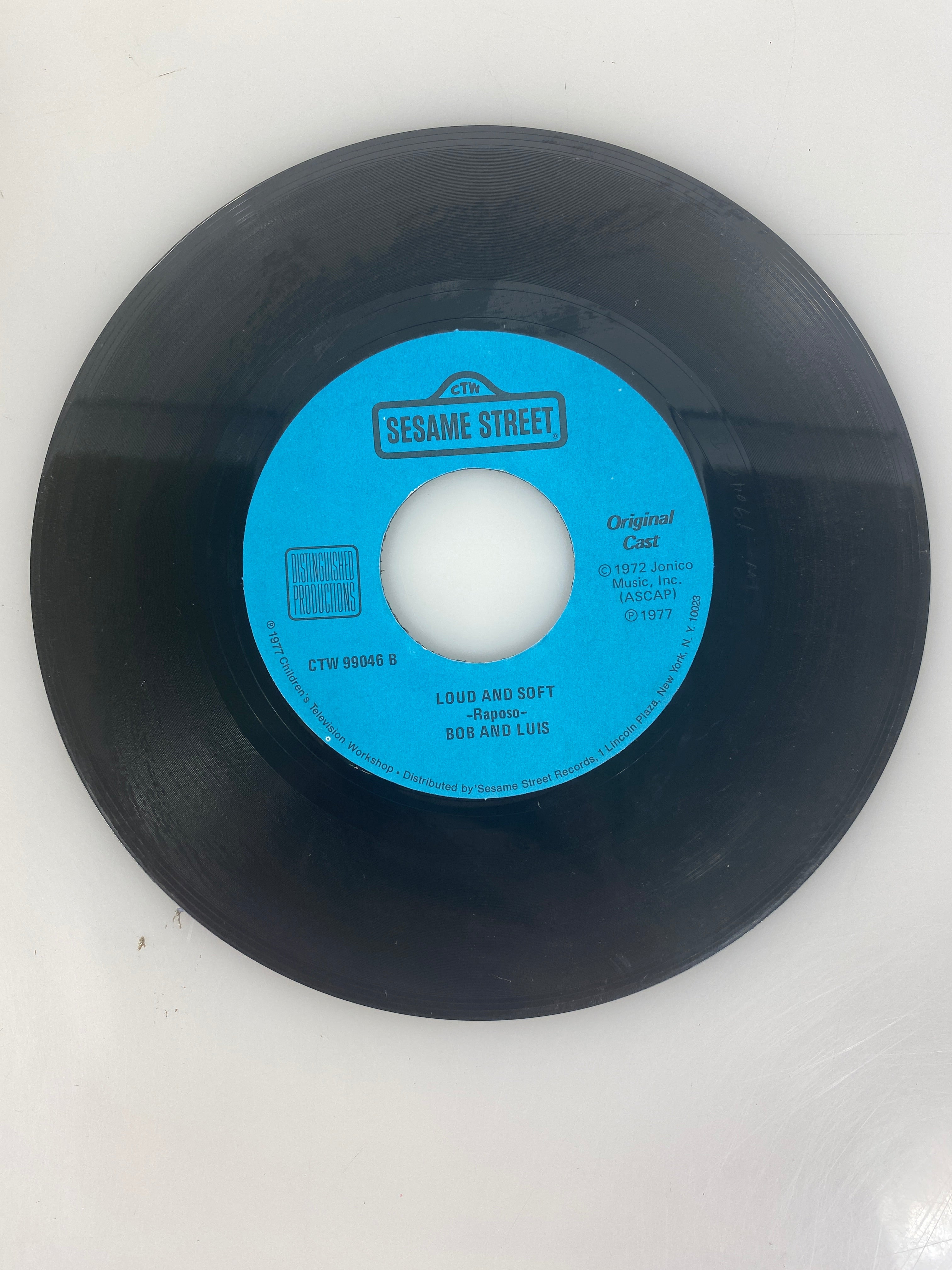 Sesame Street Bert and Ernie Loud and Soft 45 Vinyl Record 1977