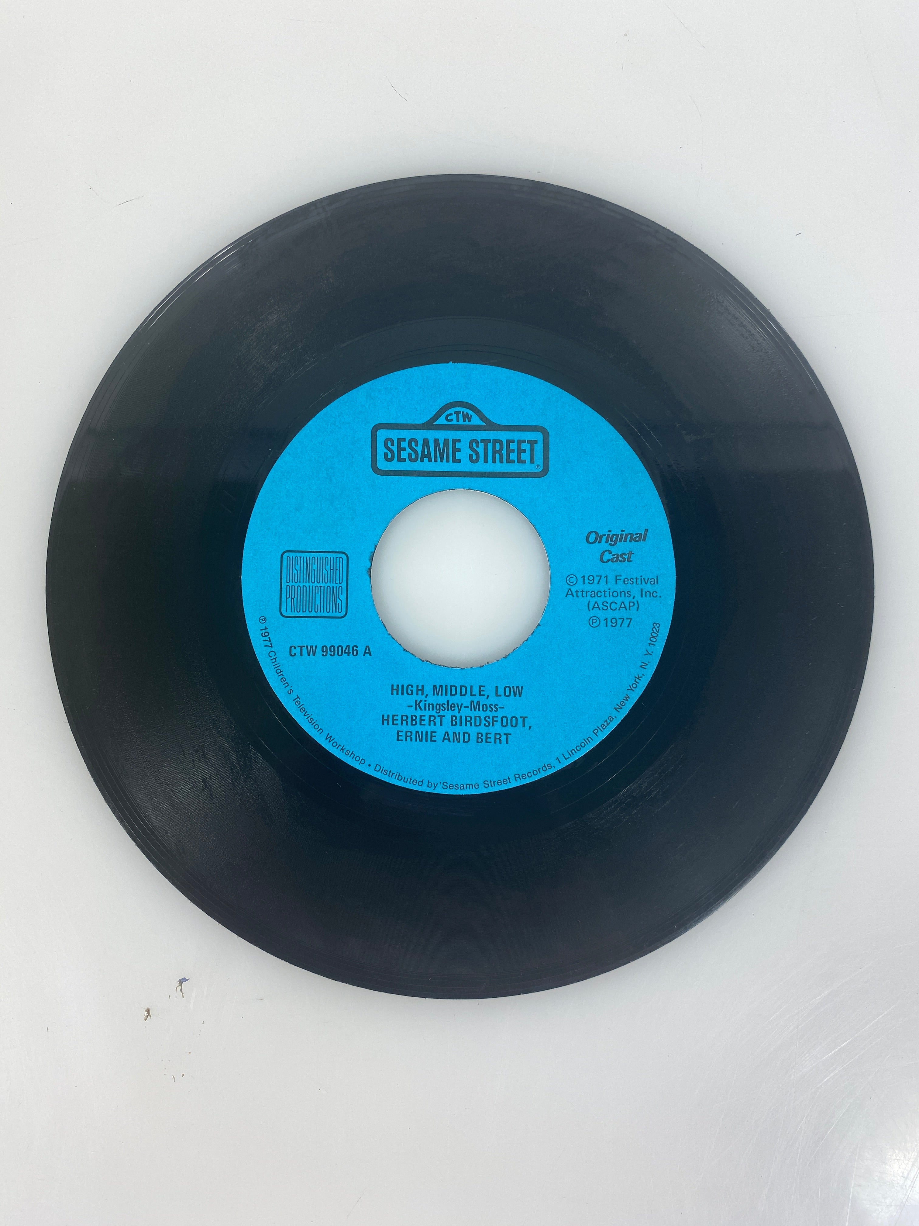 Sesame Street Bert and Ernie Loud and Soft 45 Vinyl Record 1977