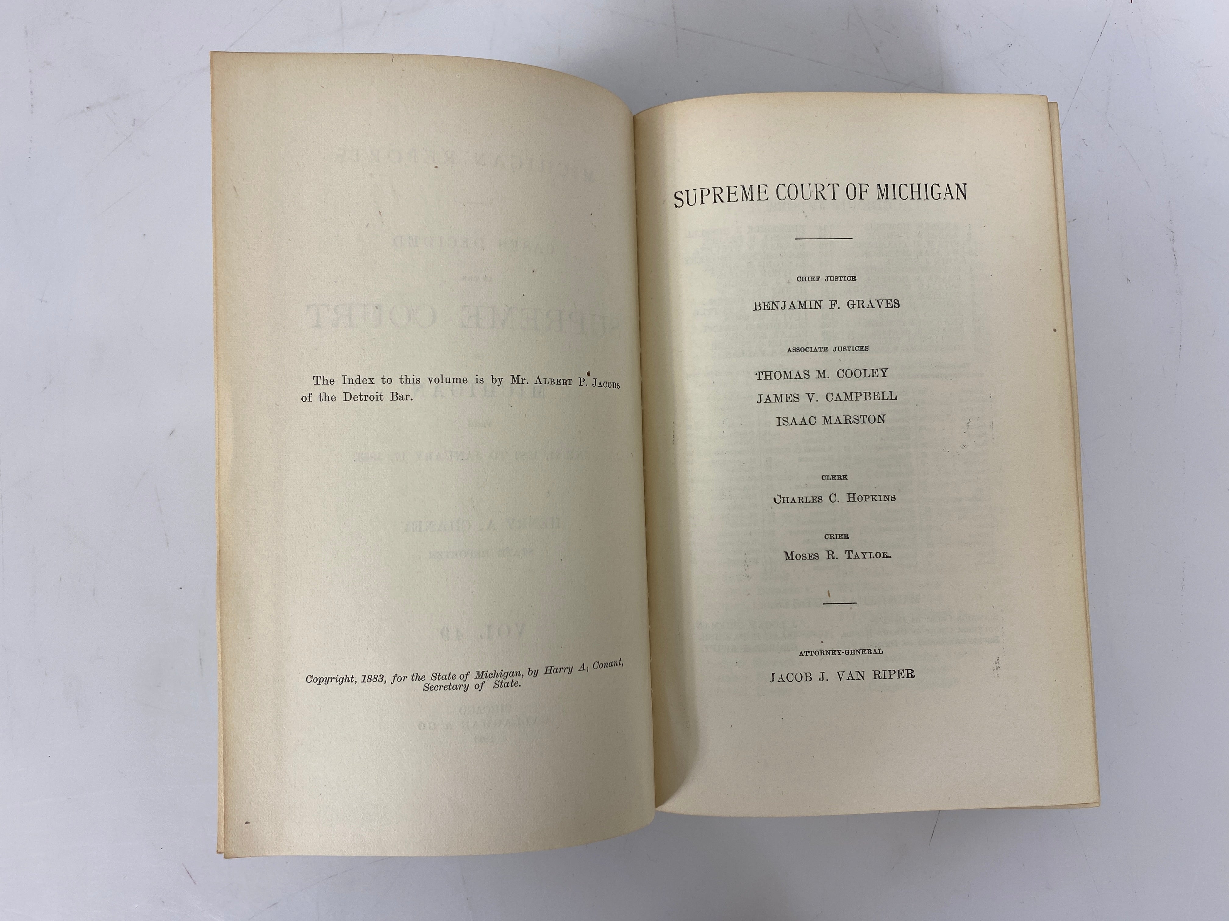 Set of 15: Michigan Reports Vol. 49-57, 59-64 1883-89 HC