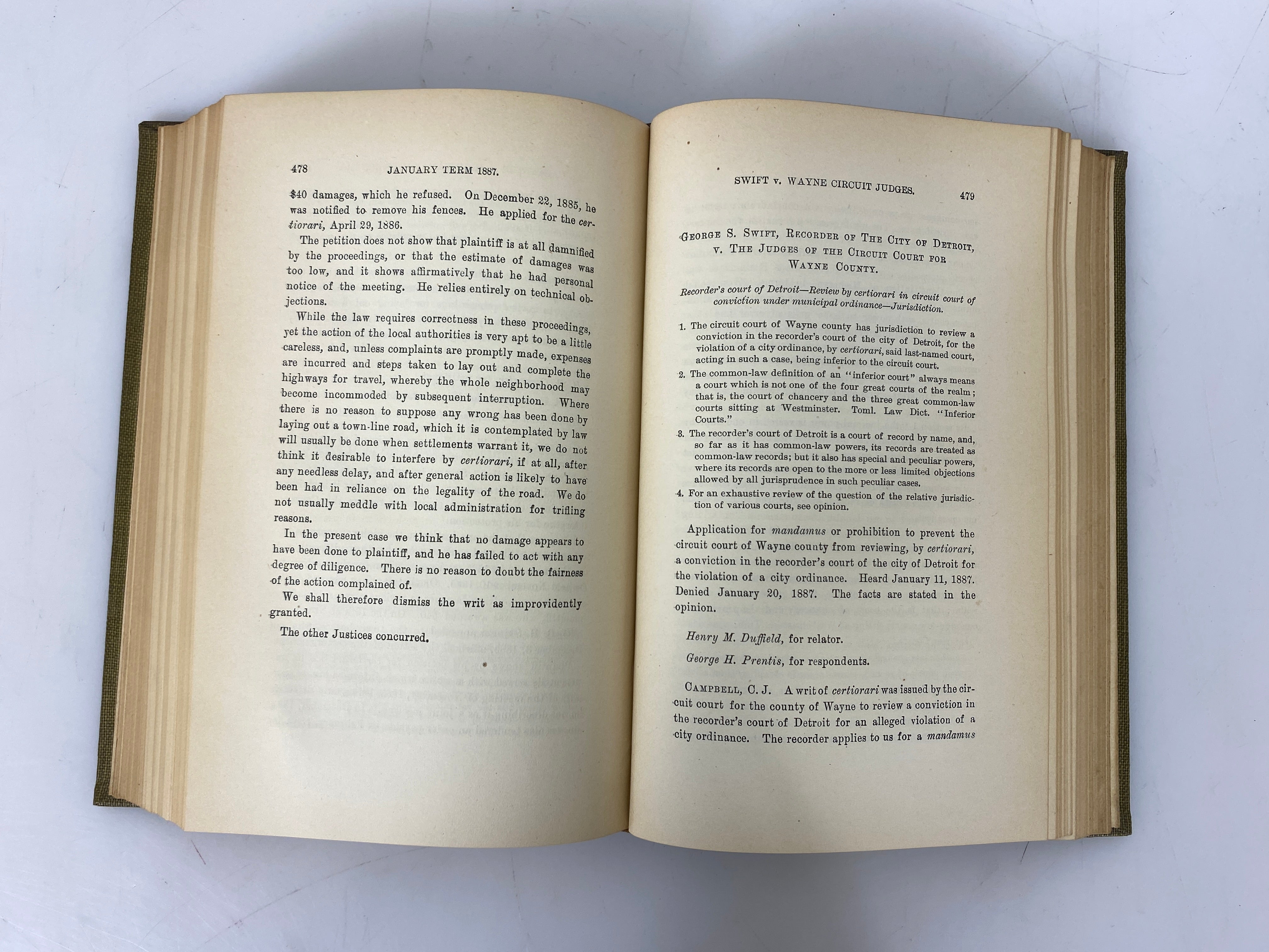 Set of 15: Michigan Reports Vol. 49-57, 59-64 1883-89 HC