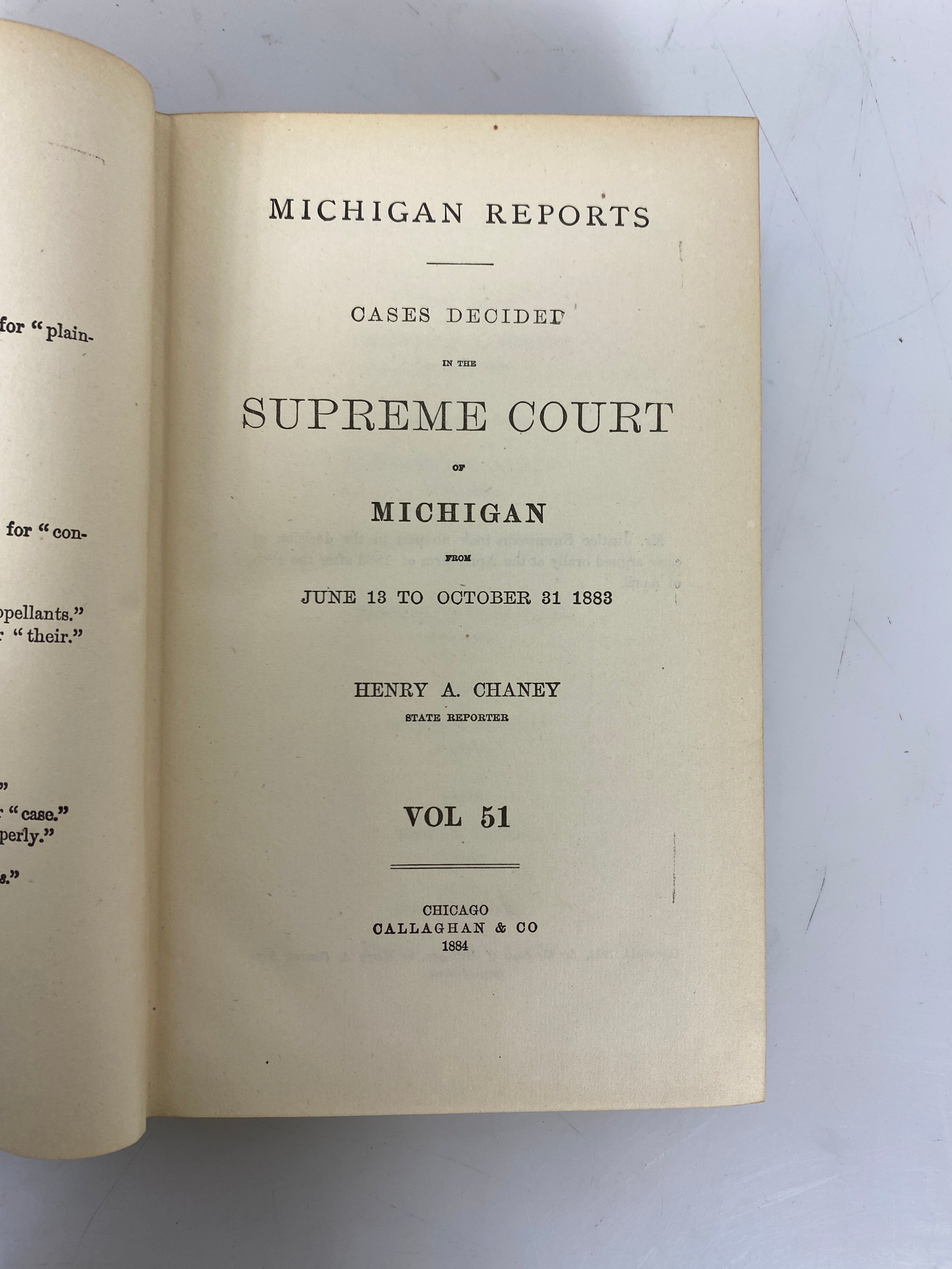 Set of 15: Michigan Reports Vol. 49-57, 59-64 1883-89 HC