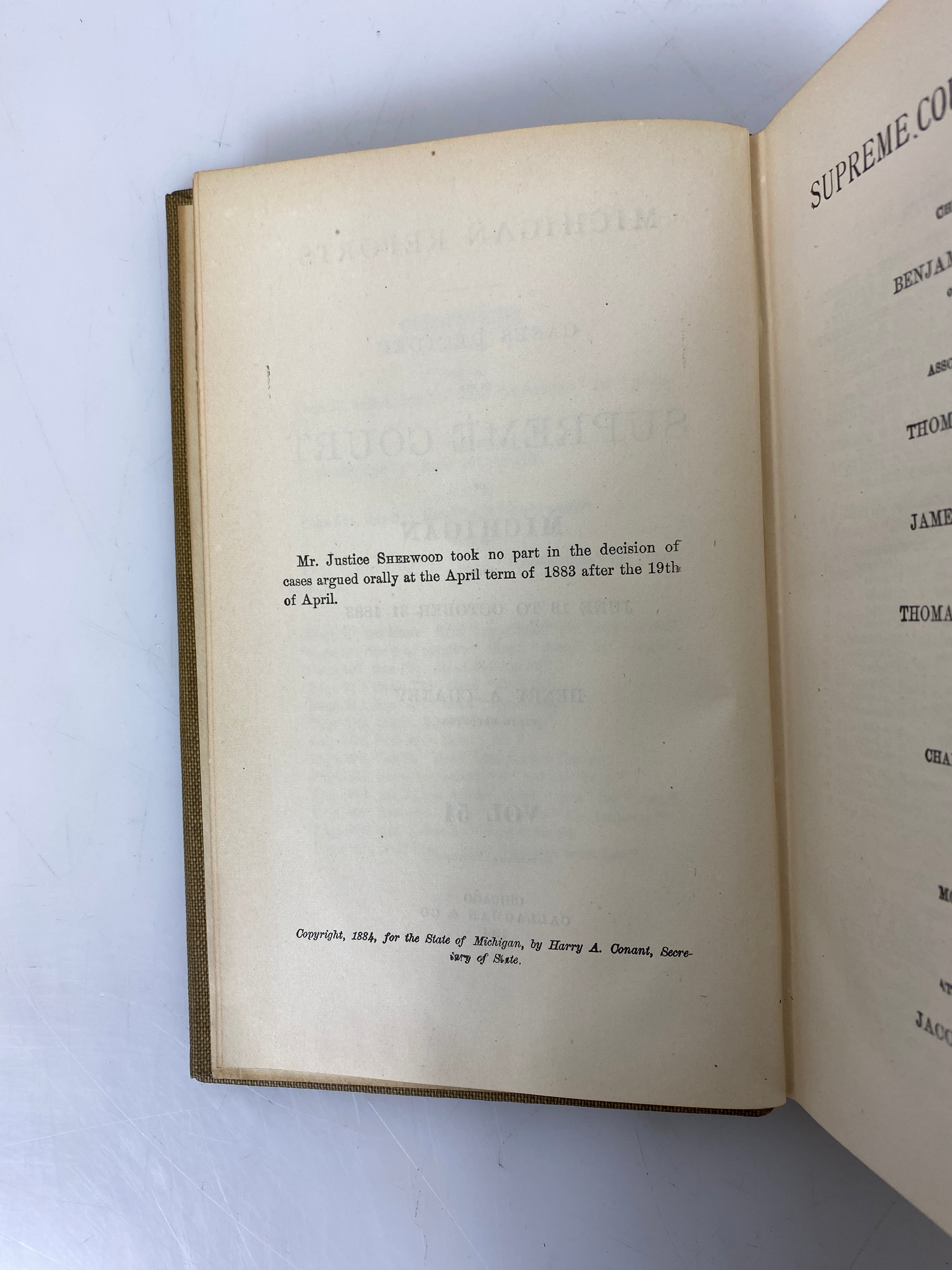 Set of 15: Michigan Reports Vol. 49-57, 59-64 1883-89 HC