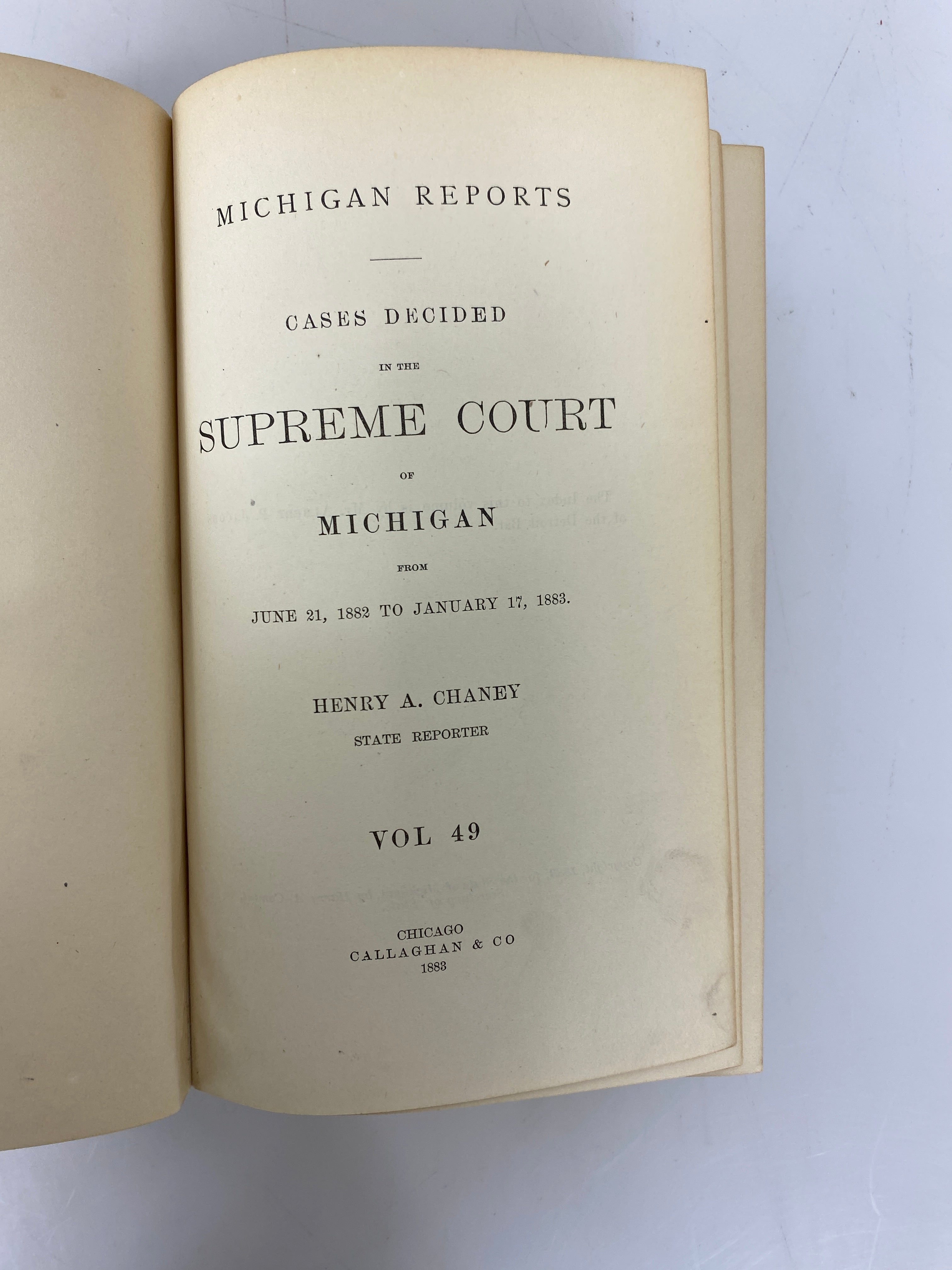 Set of 15: Michigan Reports Vol. 49-57, 59-64 1883-89 HC